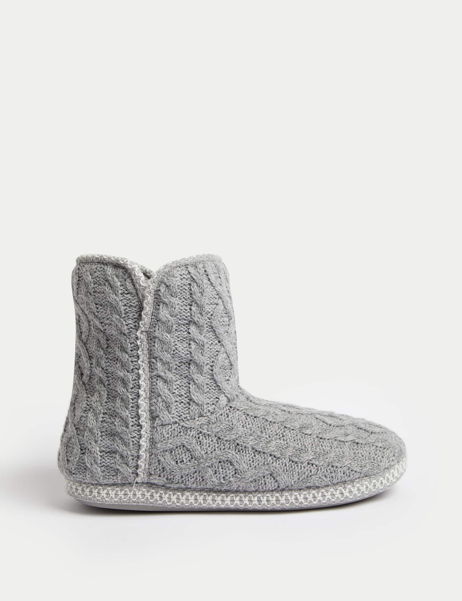 M&S Women's Cable Knit Slipper Boots