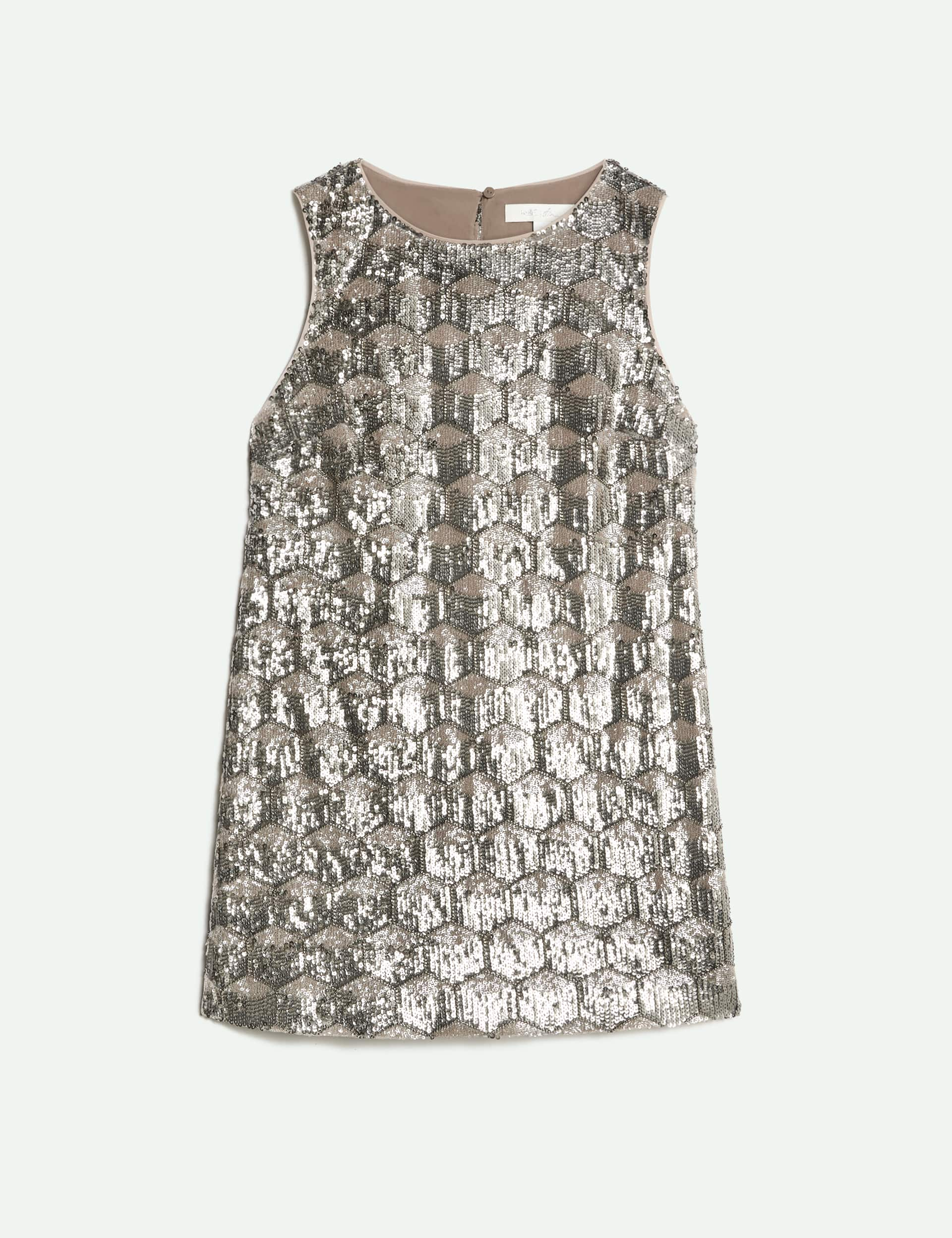 M&S X Sienna Miller Women's Sequin Mini Dress - 10REG - Silver, Silver