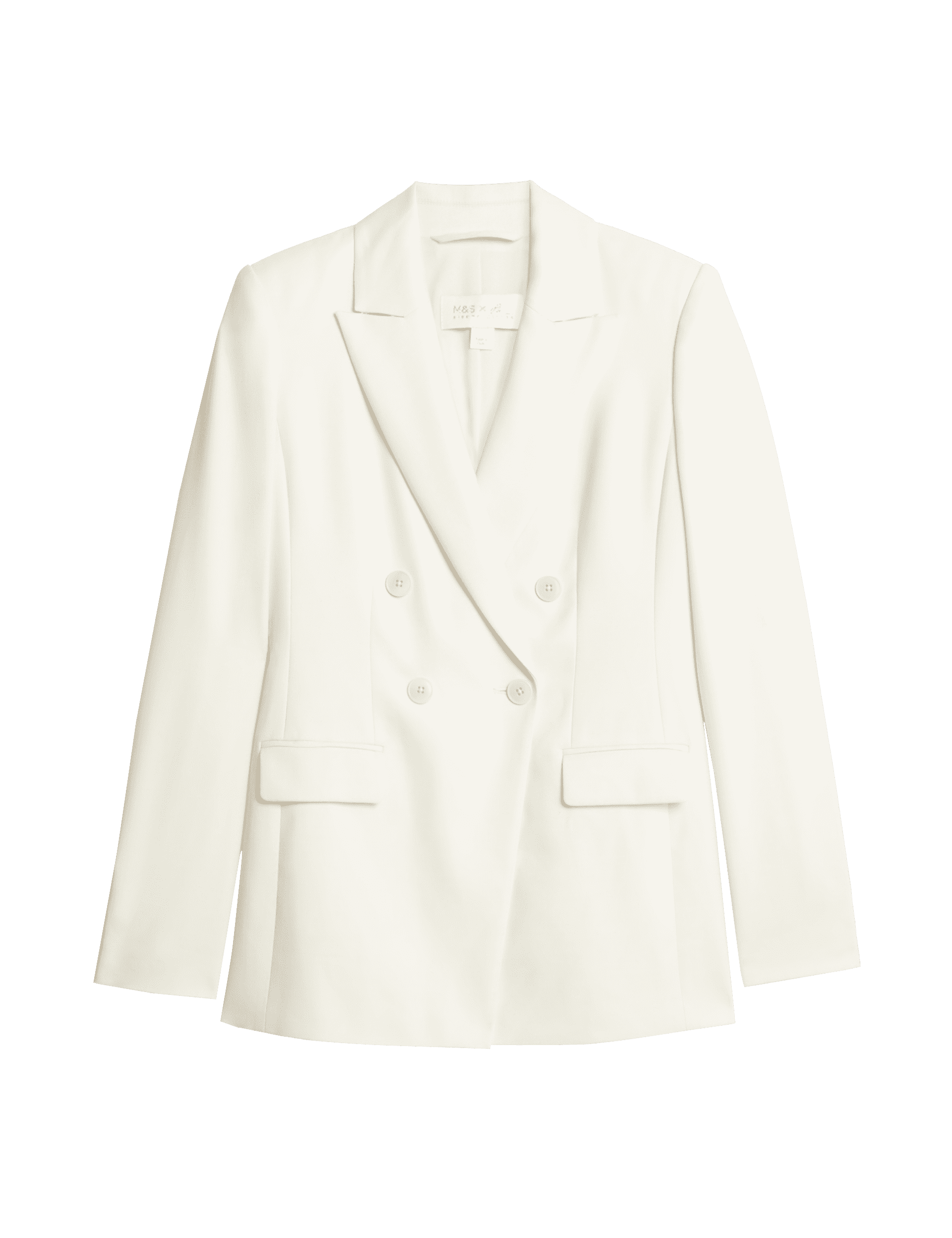 M&S X Sienna Miller Women's Wool-Blend Double-Breasted Blazer - 8 - Ivory, Ivory