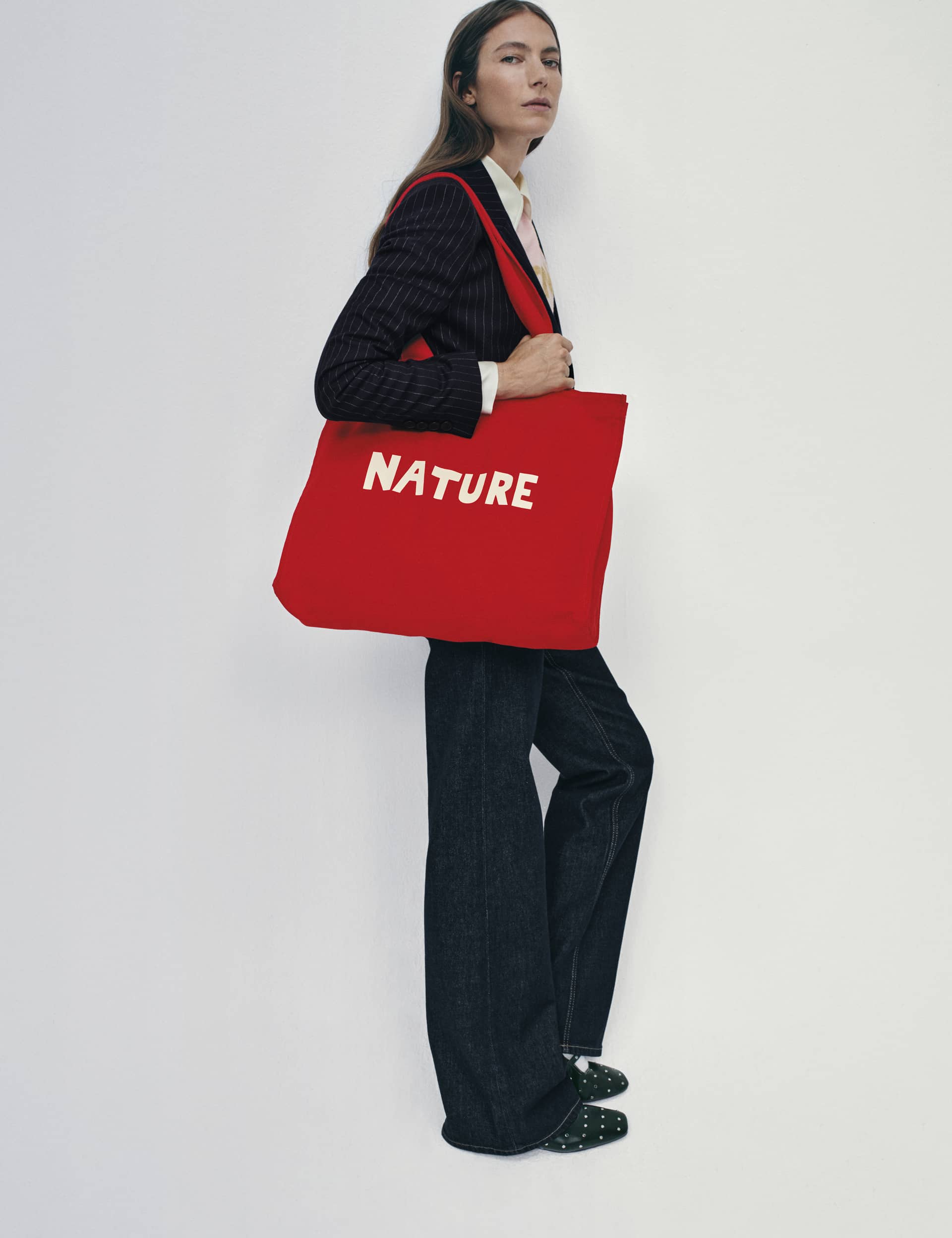 M&S X Bella Freud Women's Pure Cotton Nature Canvas Tote Bag - Red, Red