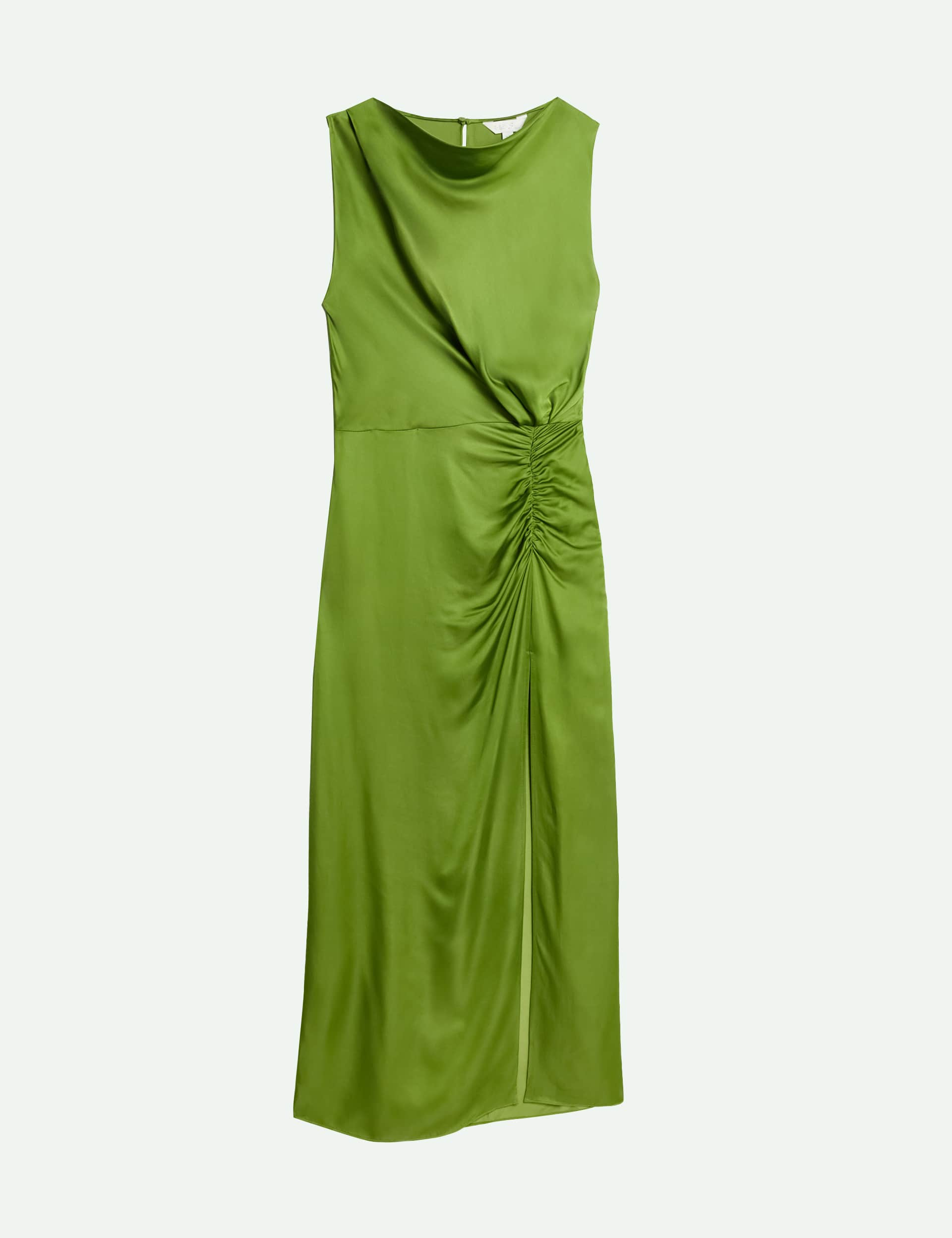 M&S X Sienna Miller Women's Satin Ruched-Detail Maxi Dress - 10REG - Green, Red,Green