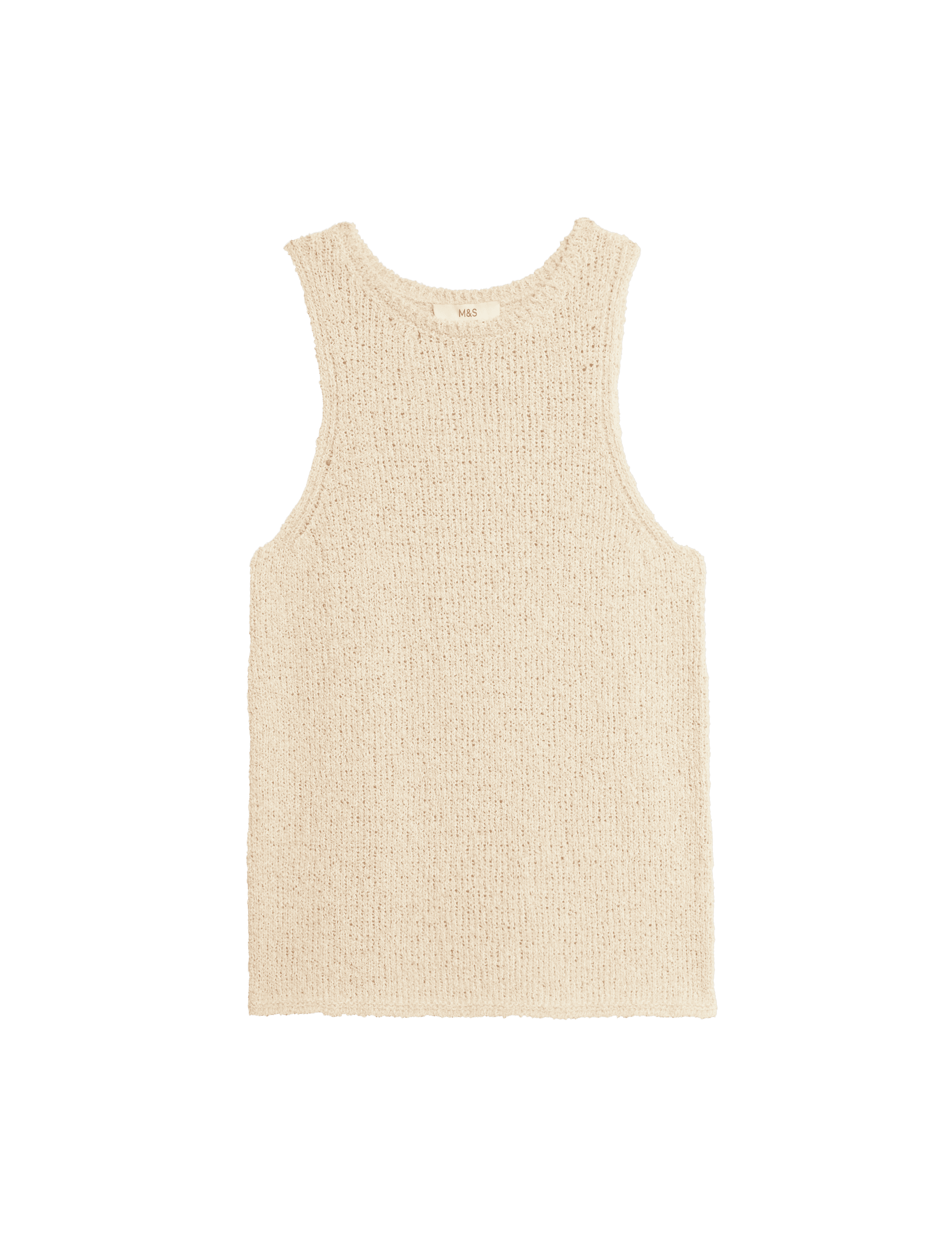 M&S Collection Women's Cotton Rich Crew Neck Knitted Vest - M - Neutral, Neutral