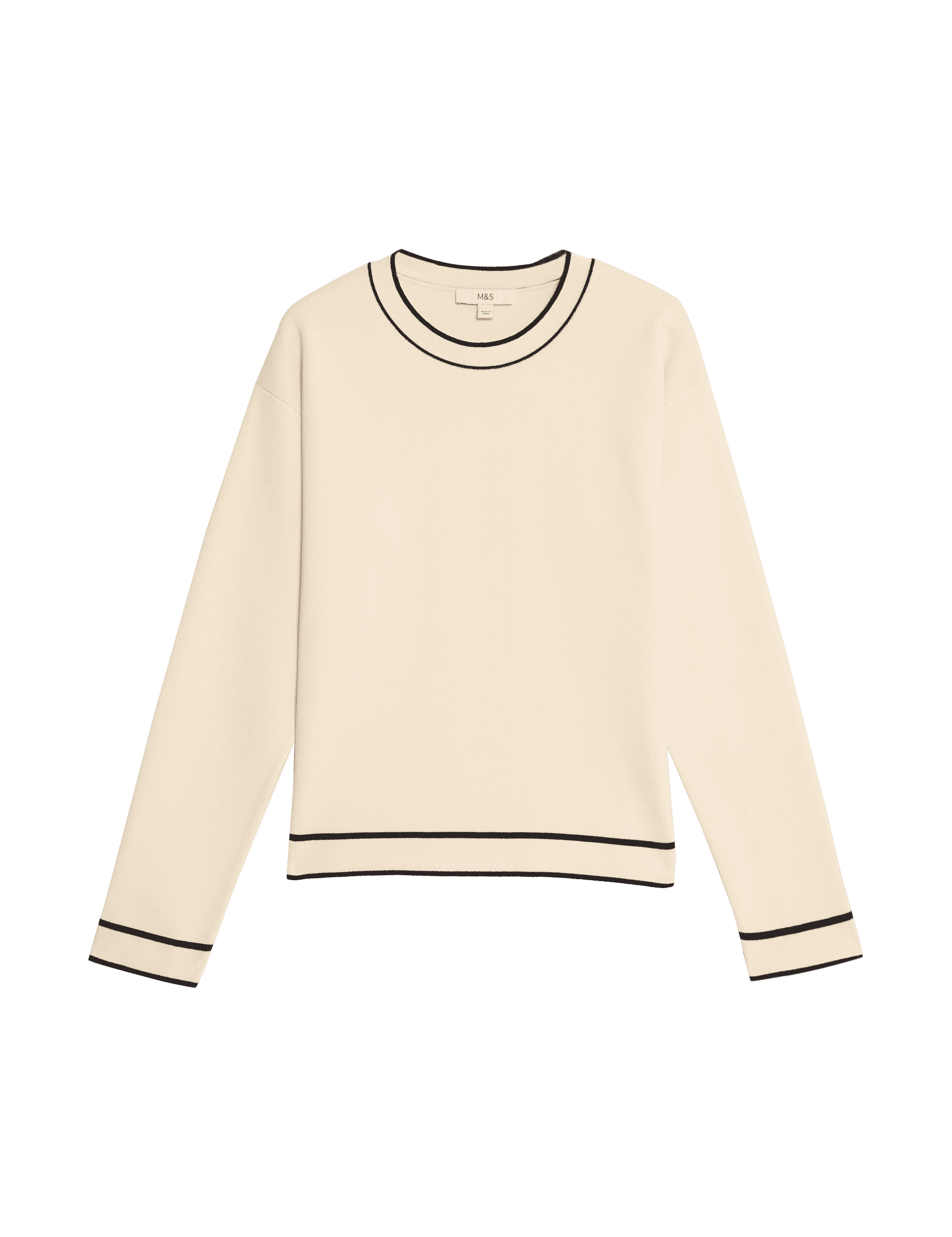 M&S Collection Women's Crew Neck Relaxed Fit Jumper - 10 - Ivory Mix, Ivory Mix,Grass