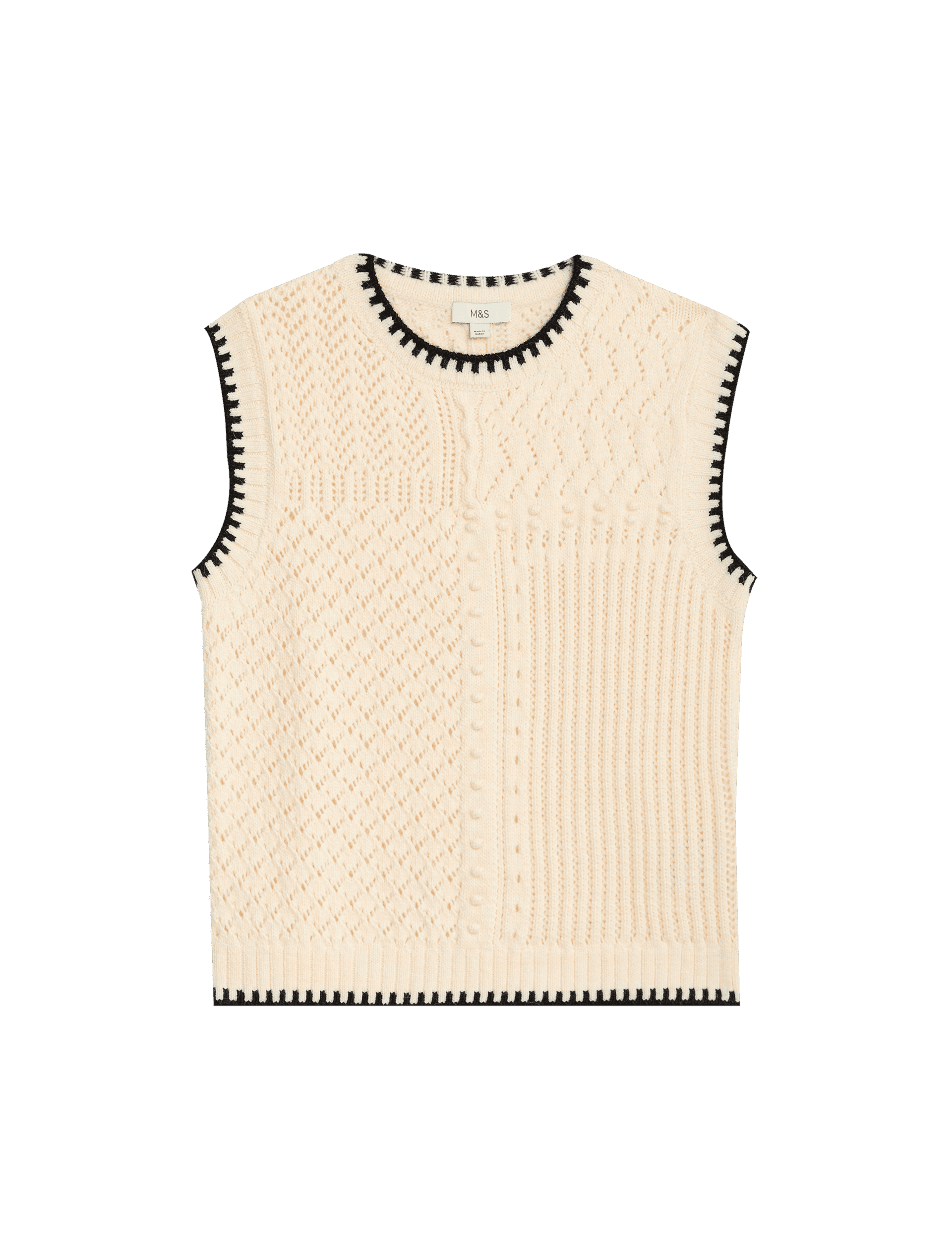 M&S Collection Women's Textured Whipstitch Knitted Vest Top - M - Cream Mix, Cream Mix