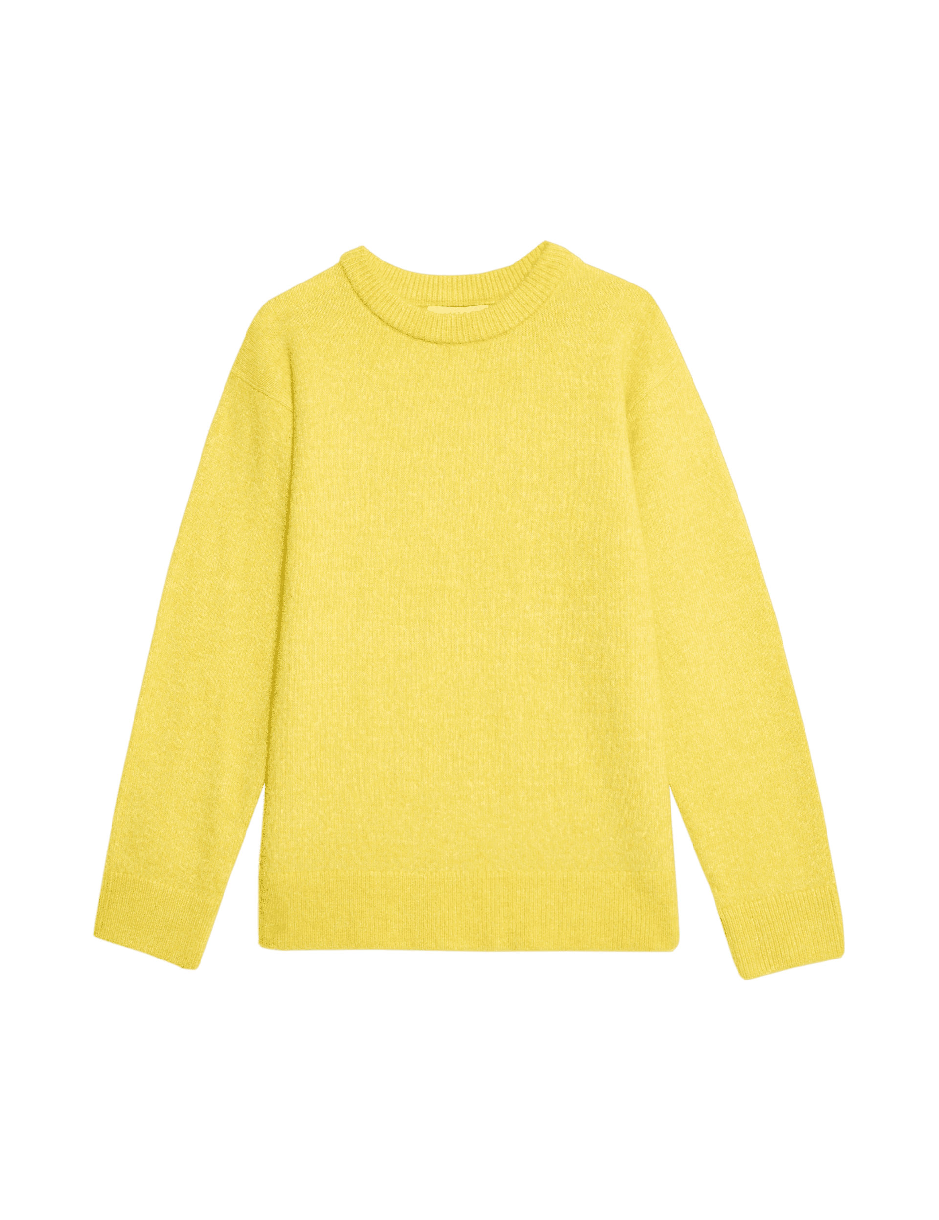 M&S Collection Women's Textured Relaxed Jumper with Alpaca - Lemon, Lemon