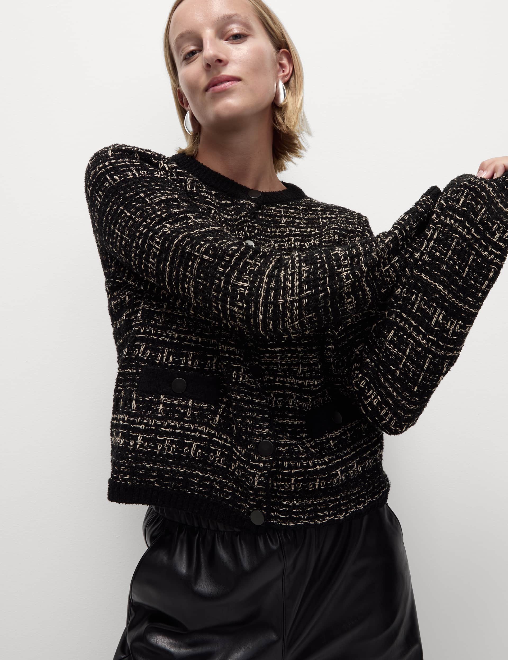 M&S Women's Cotton Rich Textured Cardigan