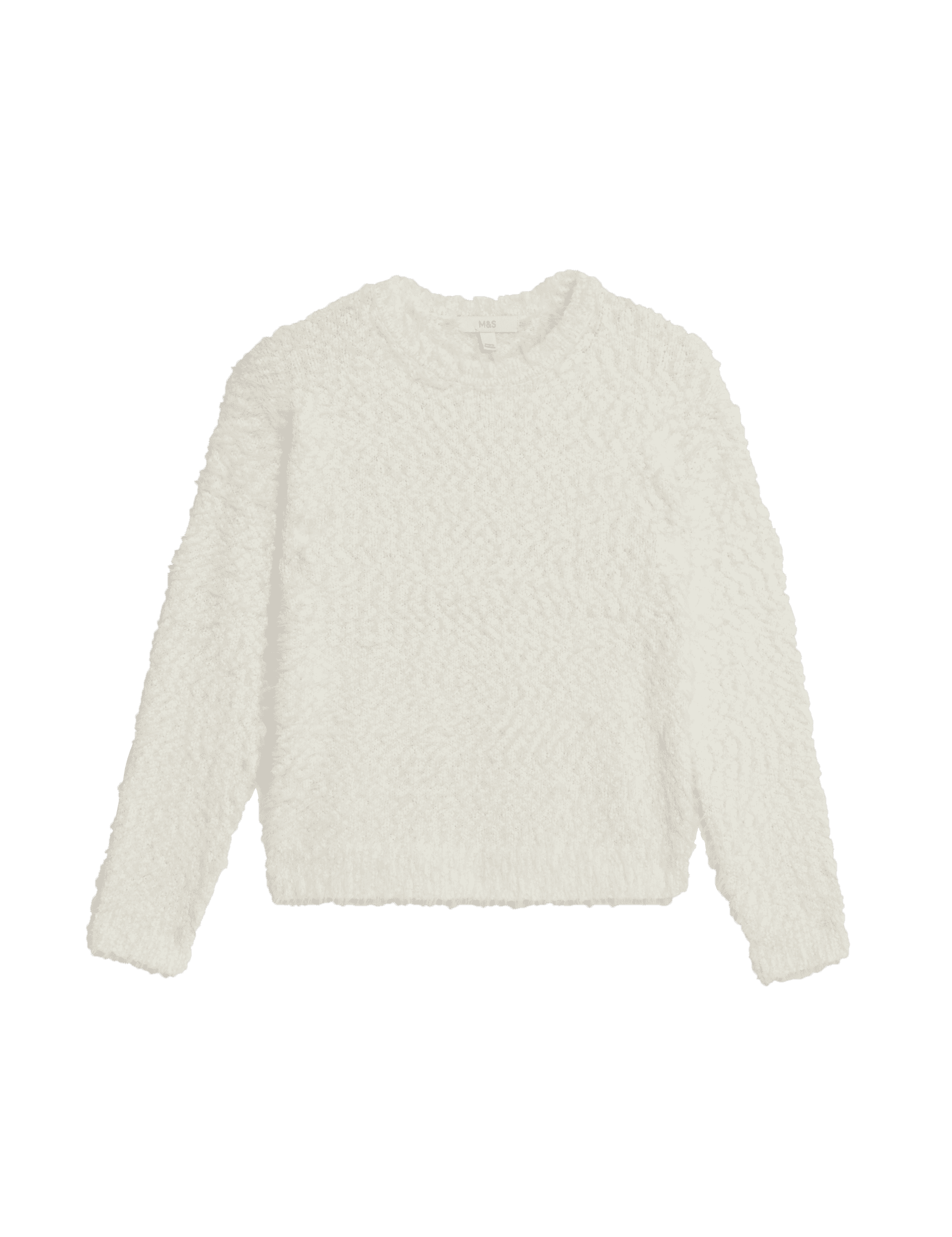 M&S Collection Women's Textured Crew Neck Jumper - Light Natural, Light Natural,Soft Gold