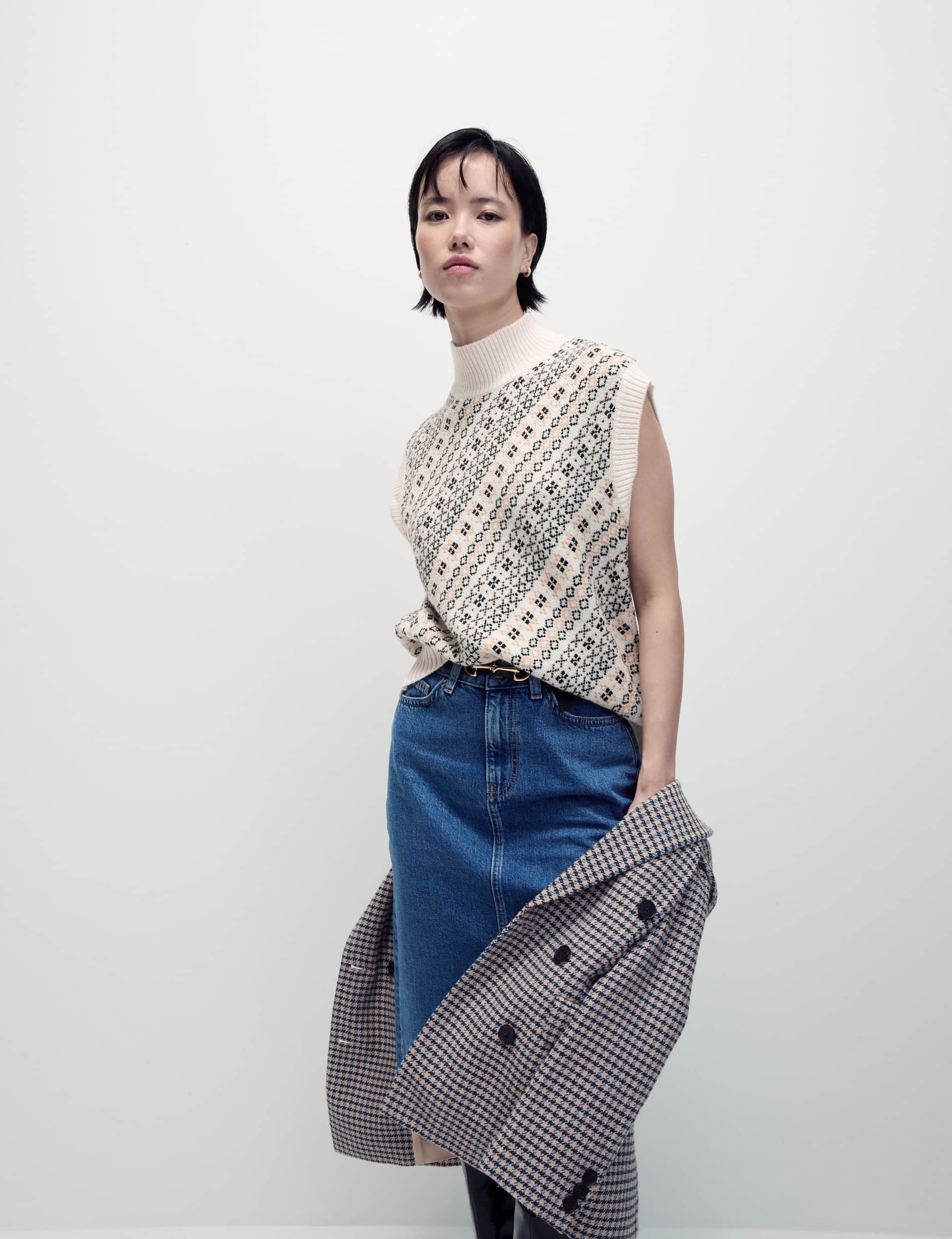 M&S Women's Fairisle Knitted Vest With Merino Wool