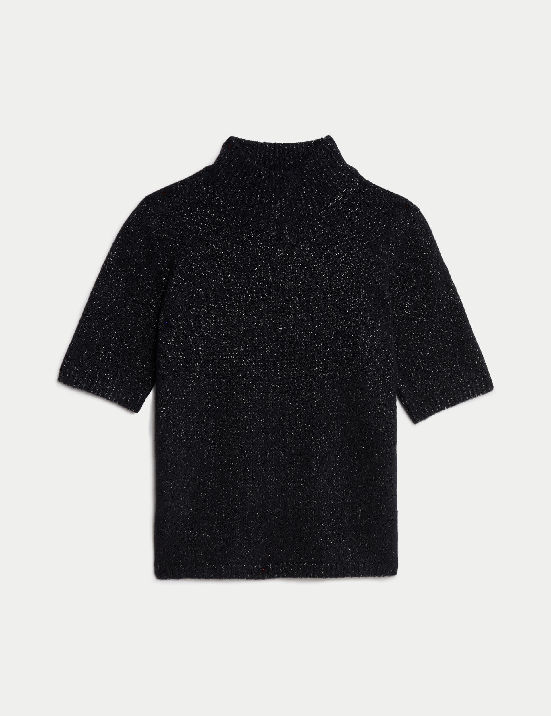 M&S Women's Metallic Funnel Neck Knitted Top - Black, Black,Chilli