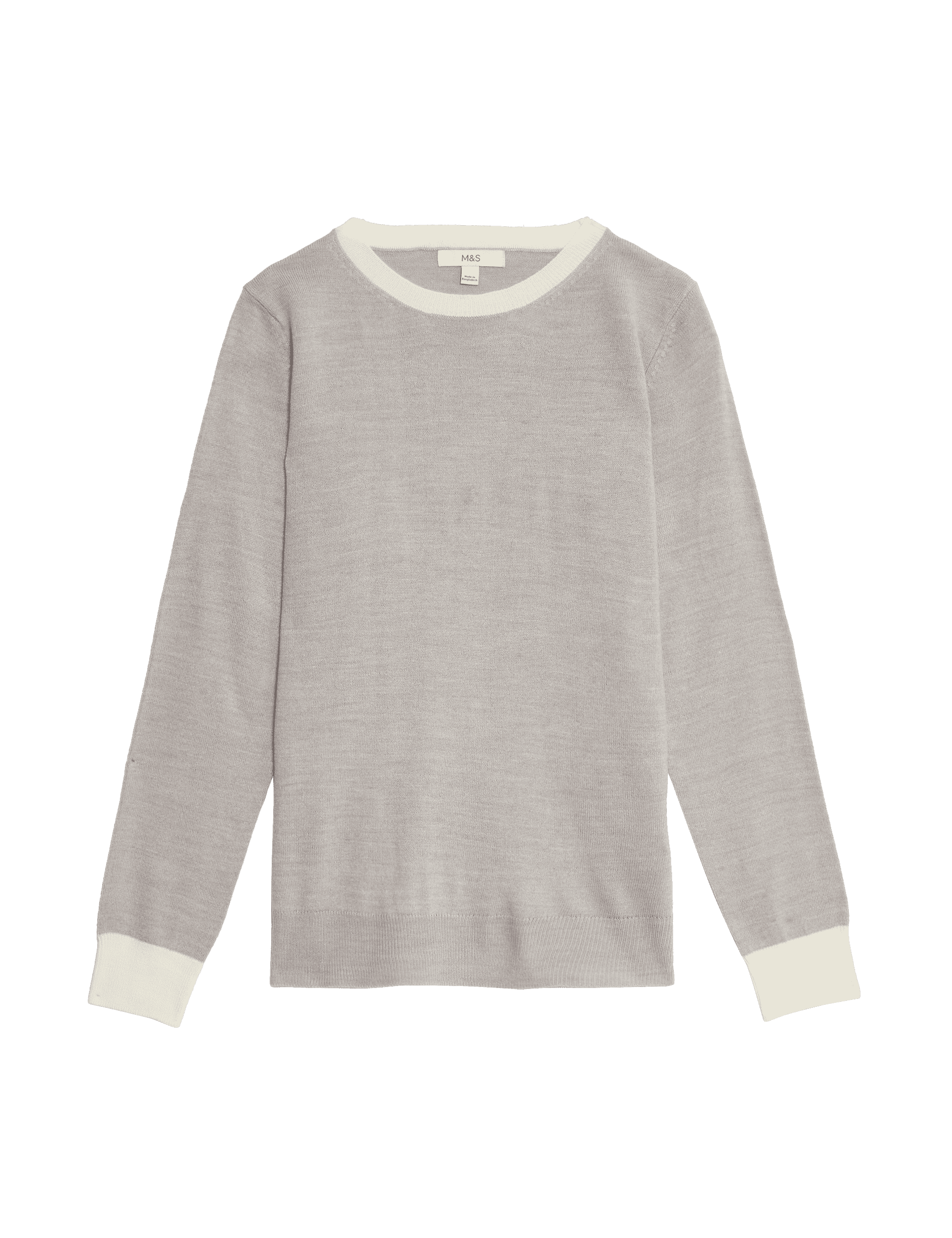 M&S Collection Women's Supersoft Tipped Detail Relaxed Jumper - 12 - Grey, Grey,Navy