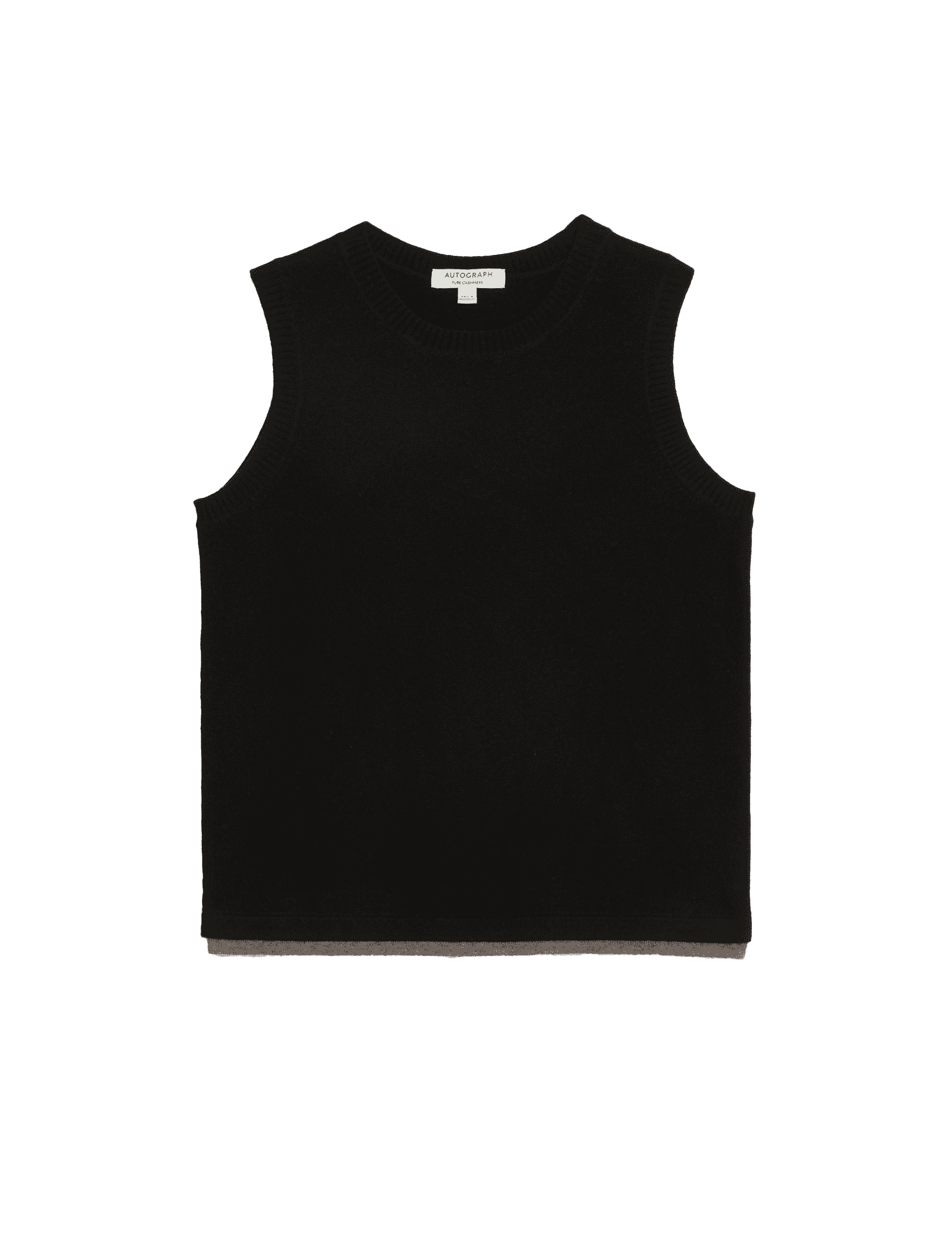 Autograph Women's Pure Cashmere Tipped Detail Knitted Vest - 12 - Black Mix, Black Mix