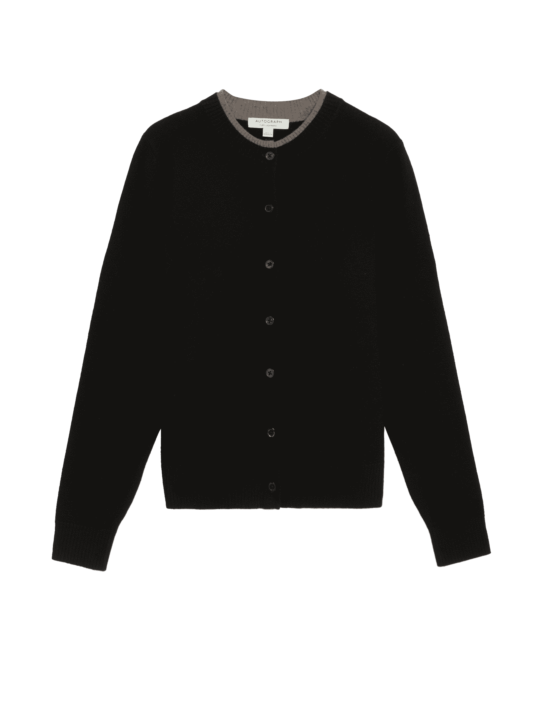 Autograph Women's Pure Cashmere Tipped Detail Cardigan - 12 - Black Mix, Black Mix