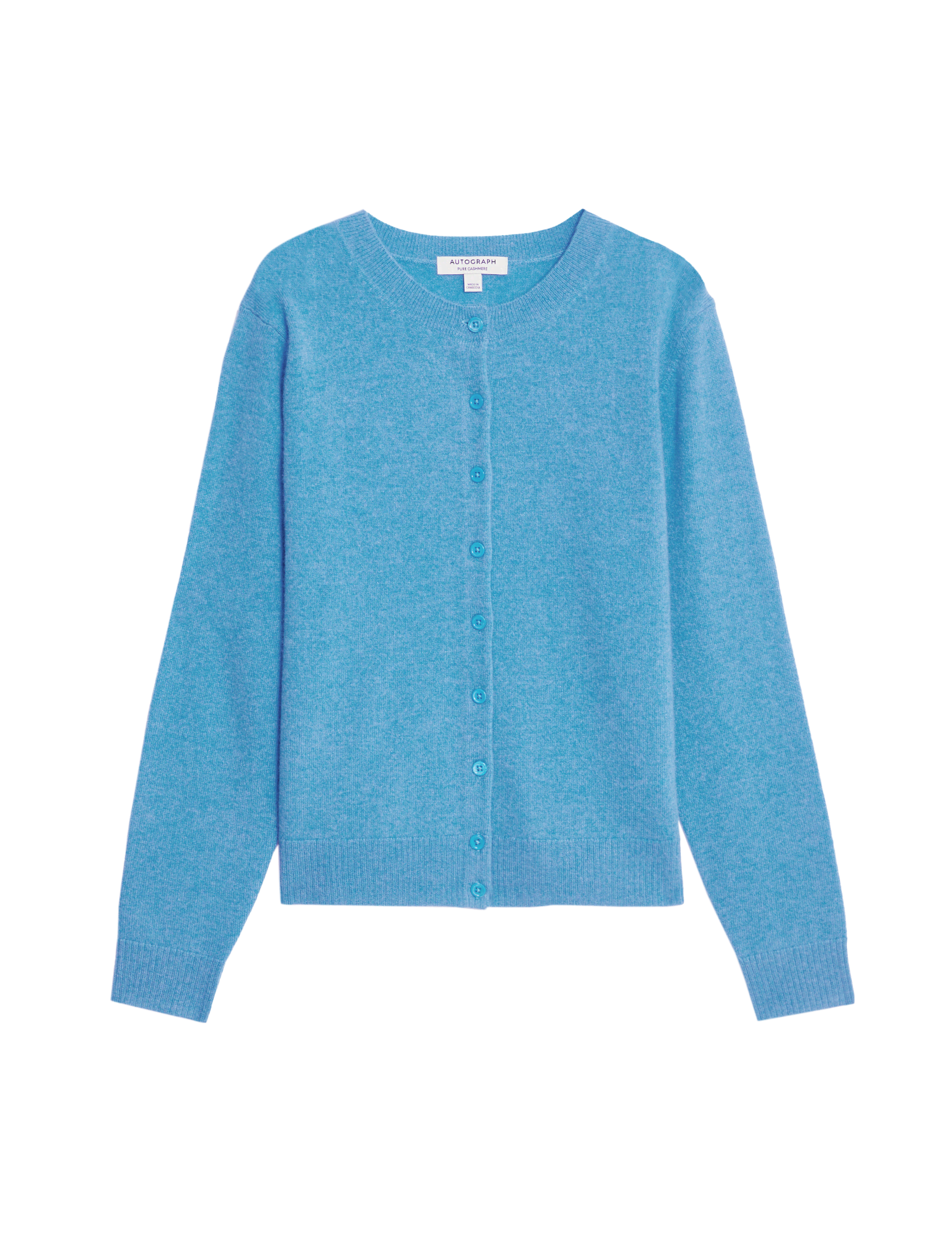 Autograph Women's Pure Cashmere Crew Neck Relaxed Cardigan - 12 - Turquoise, Navy,Black,Oatmeal,Grey