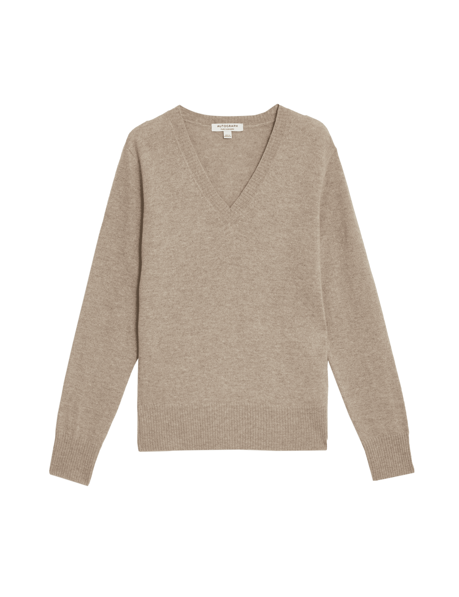 Autograph Women's Pure Cashmere V-Neck Jumper - L - Cappuccino, Bright Peach,Black,Navy,Cappuccino,B