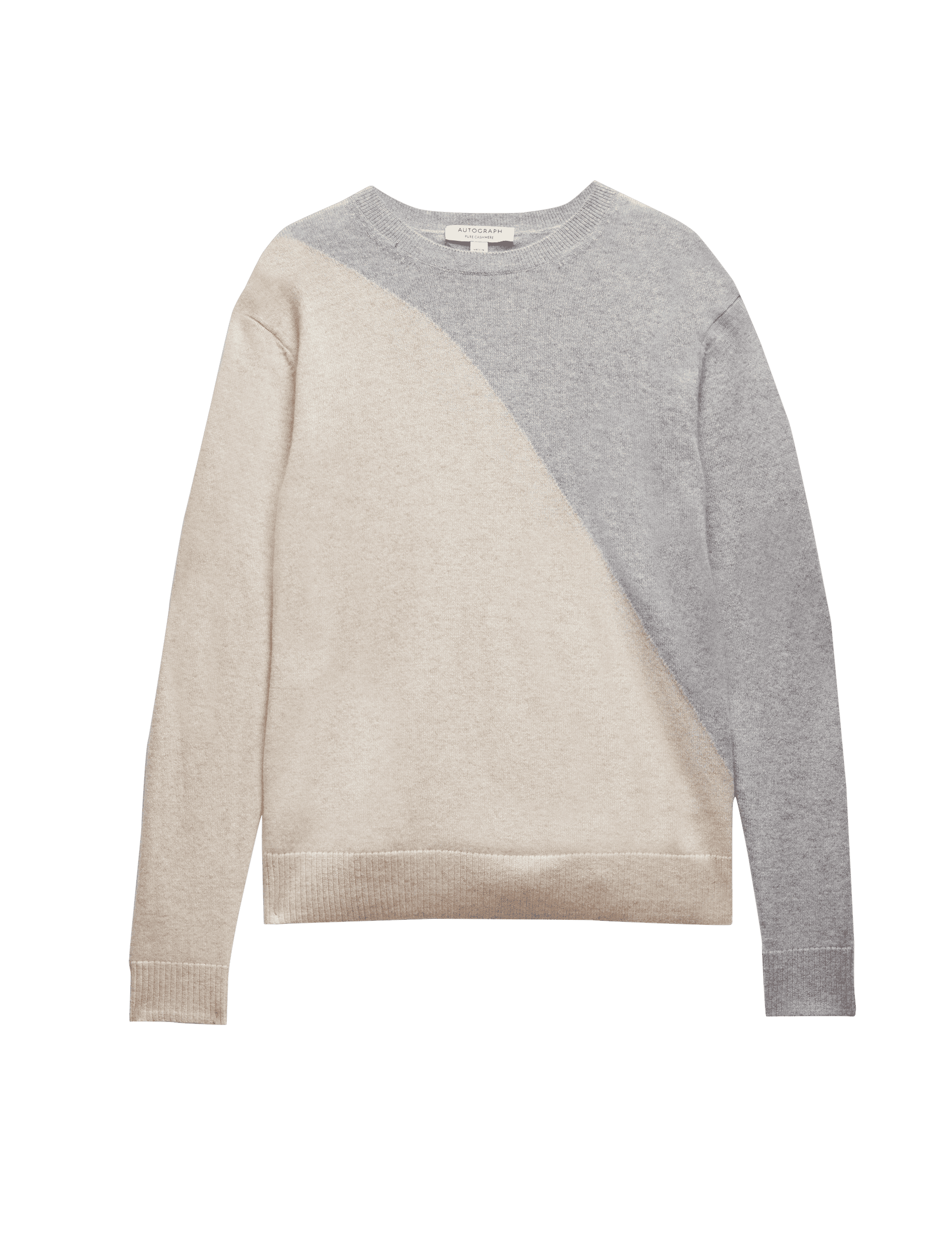 Autograph Women's Pure Cashmere Colour Block Jumper - 12 - Grey Mix, Neutral,Grey Mix