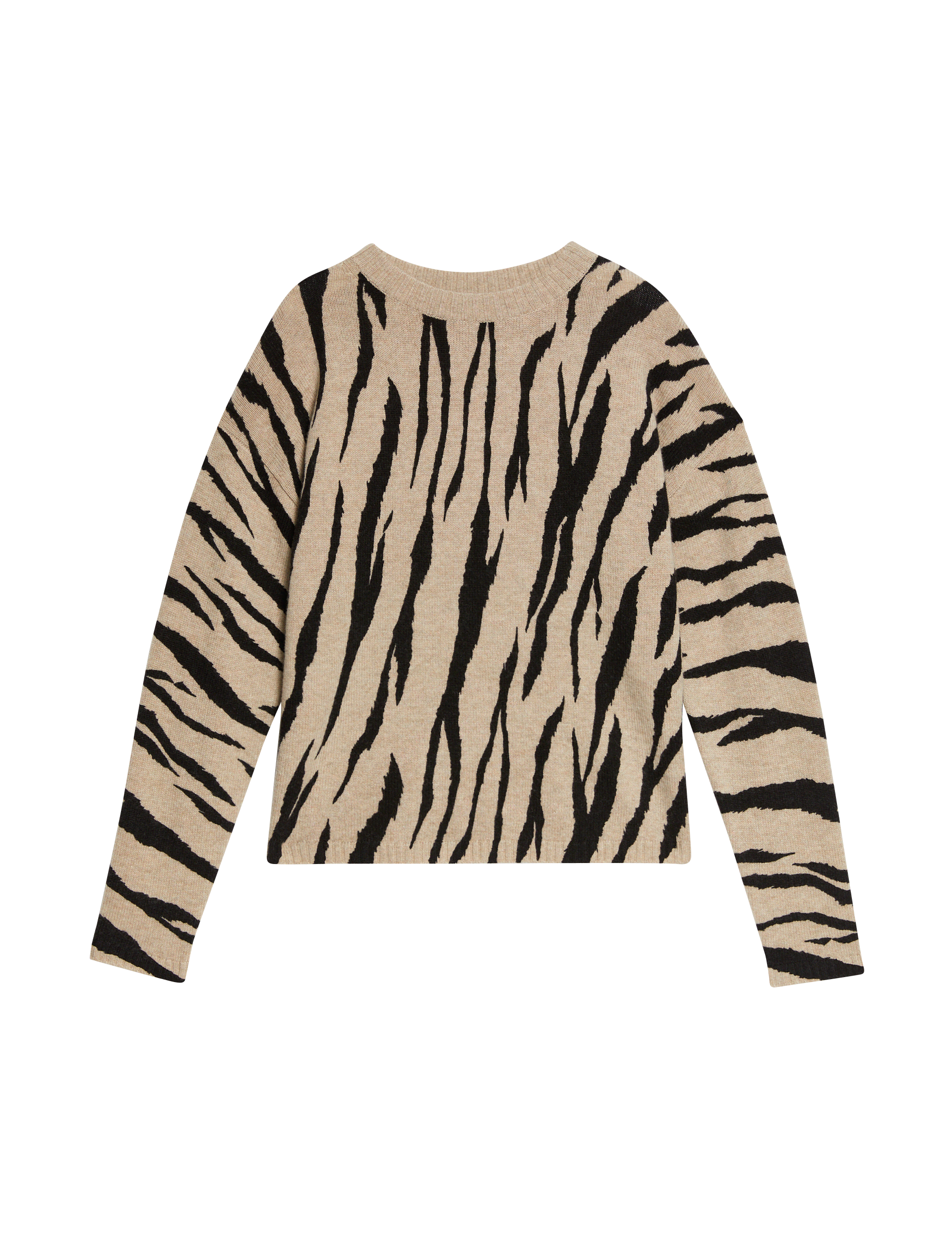 M&S Collection Women's Wool Rich Animal Print Jumper with Cashmere - Cappuccino, Cappuccino