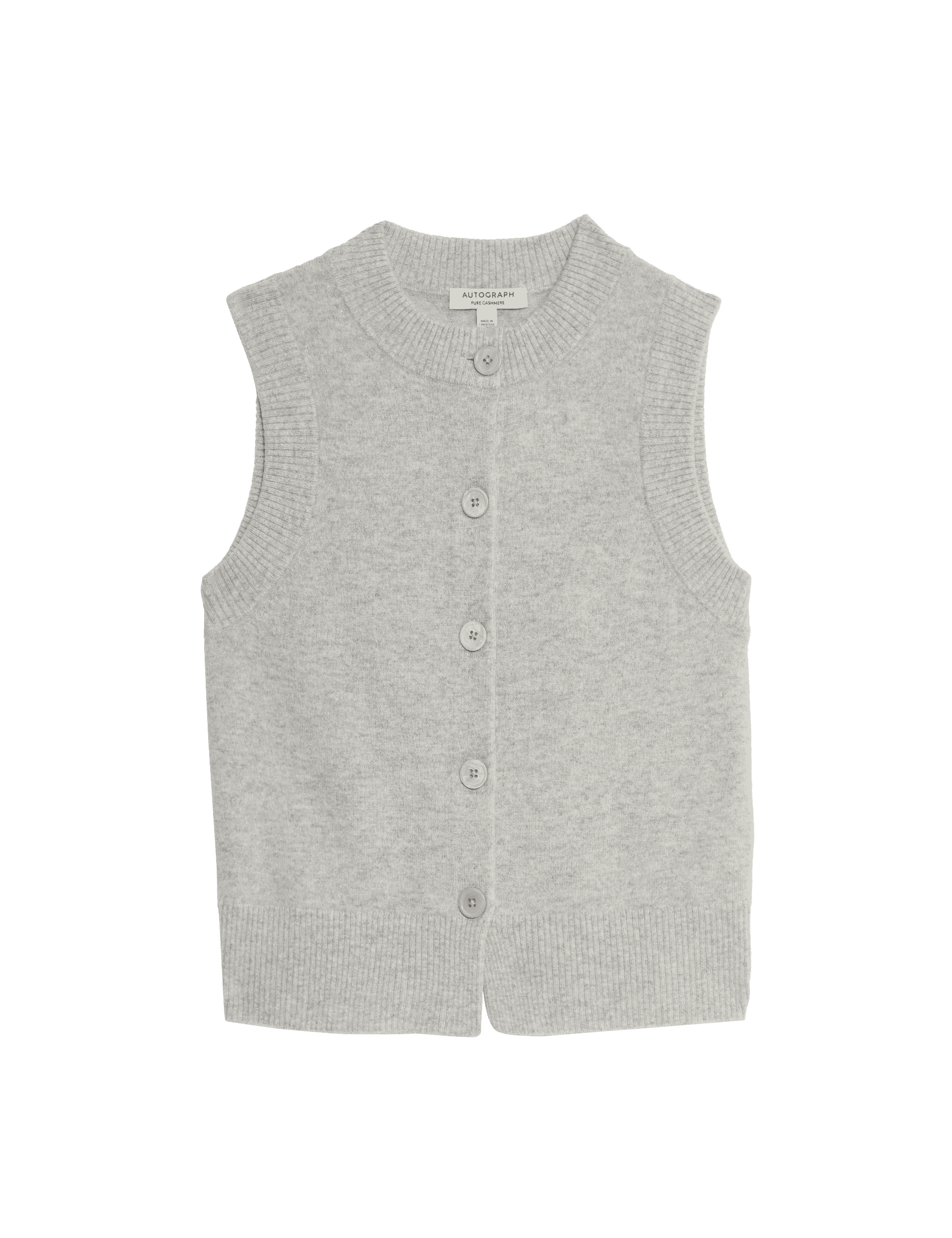 Autograph Women's Pure Cashmere Button Through Knitted Vest - 12 - Light Grey, Light Grey,Black