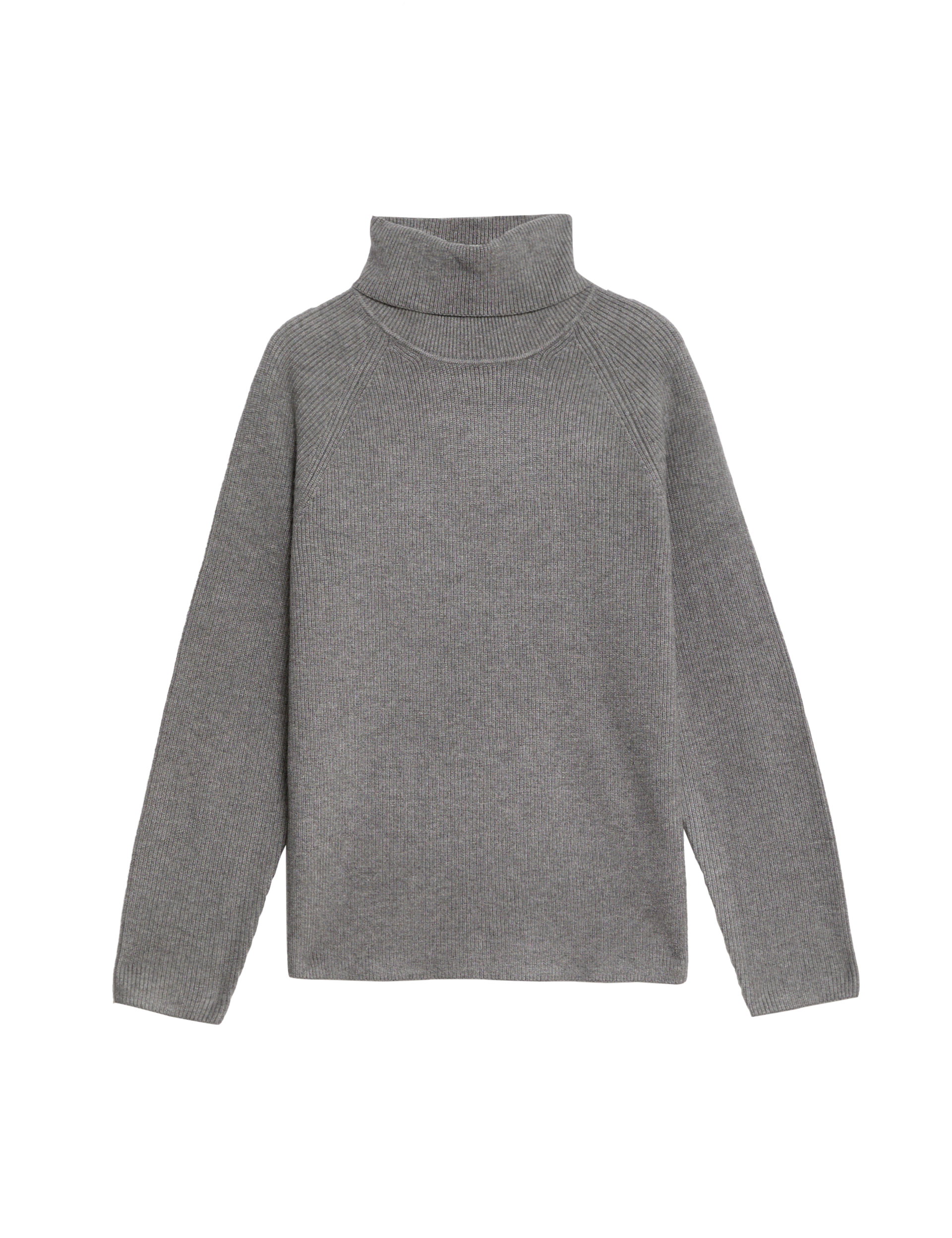 M&S Collection Women's Ribbed Roll Neck Jumper - Mid Grey Marl, Dusted Lilac,Black,Mid Grey Marl,Cor