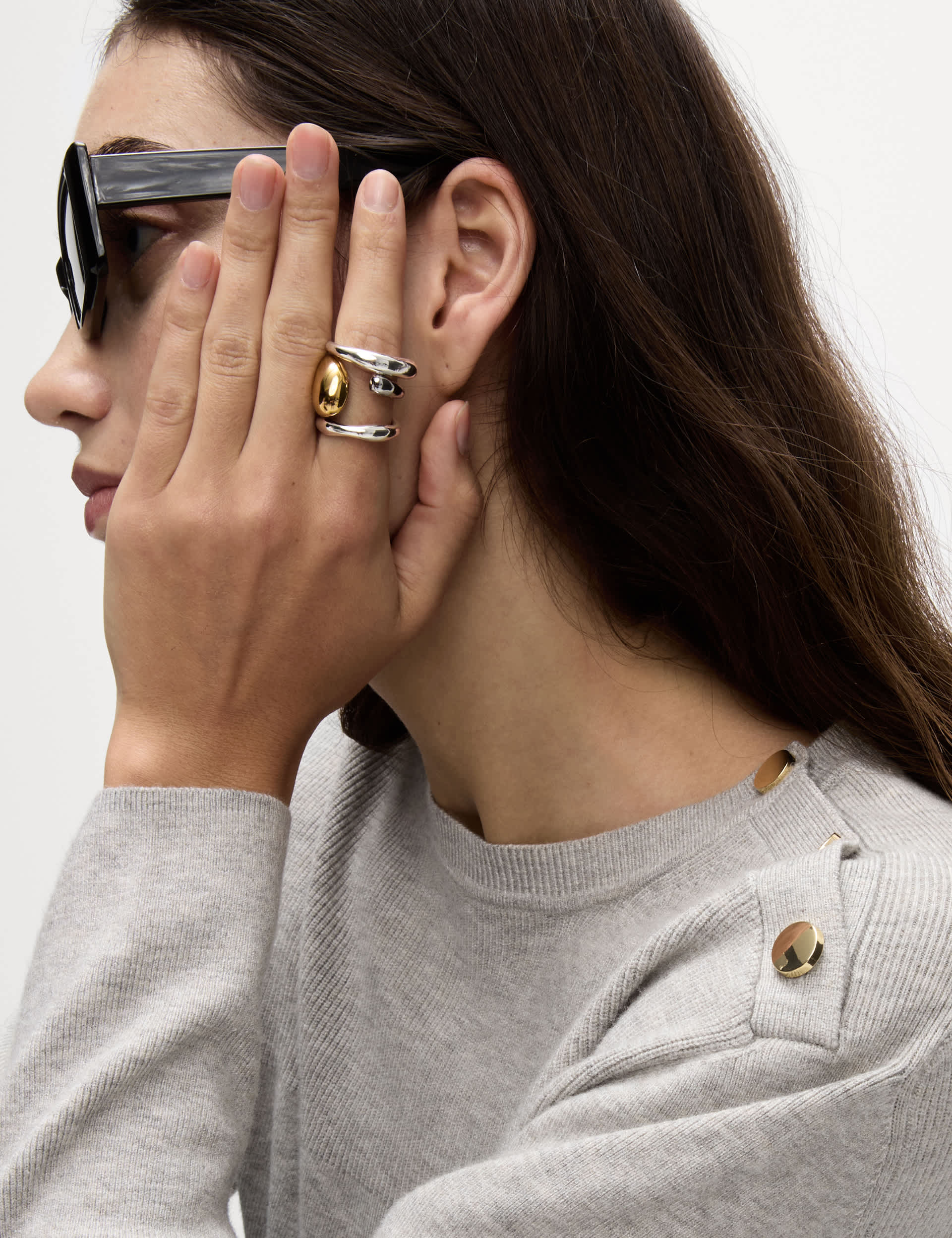 M&S Women's Soft Touch Crew Neck Button Detail Jumper