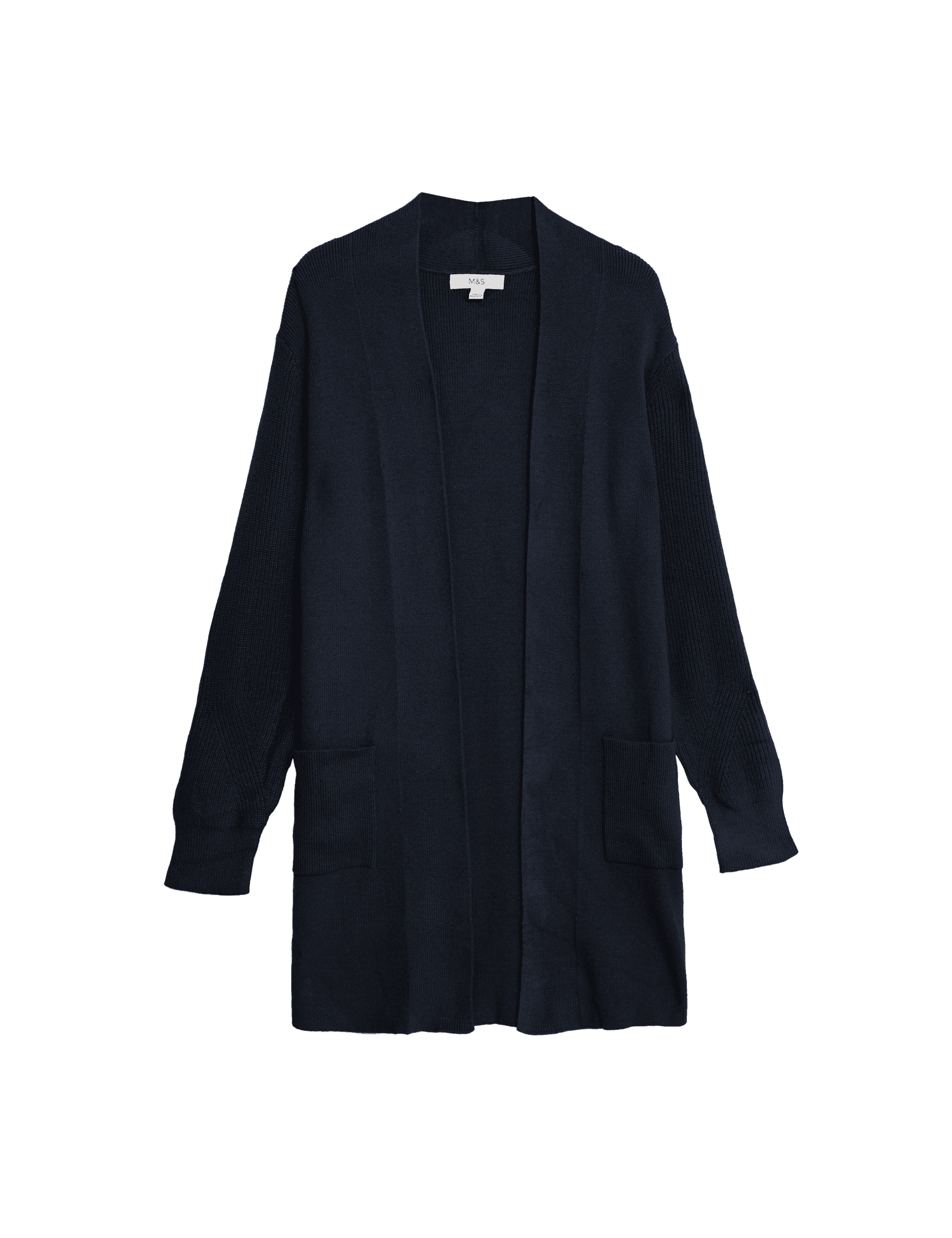 M&S Collection Women's Soft Touch Knitted Longline Cardigan - 12 - Medium Navy, Black,Medium Navy