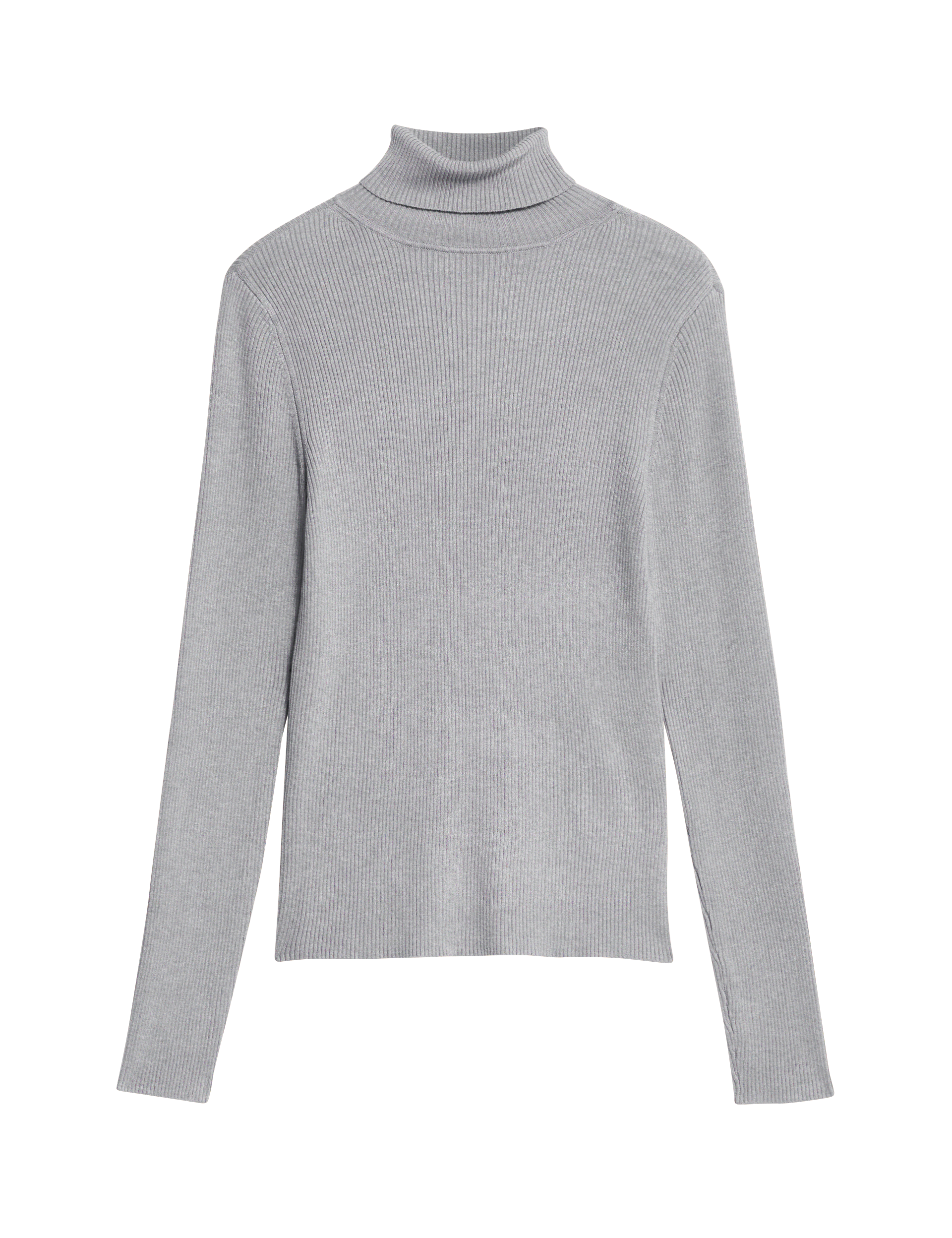 M&S Collection Women's Ribbed Roll Neck Jumper - 12 - Grey, Black,Nutmeg,Oatmeal,Apple Green,Grey