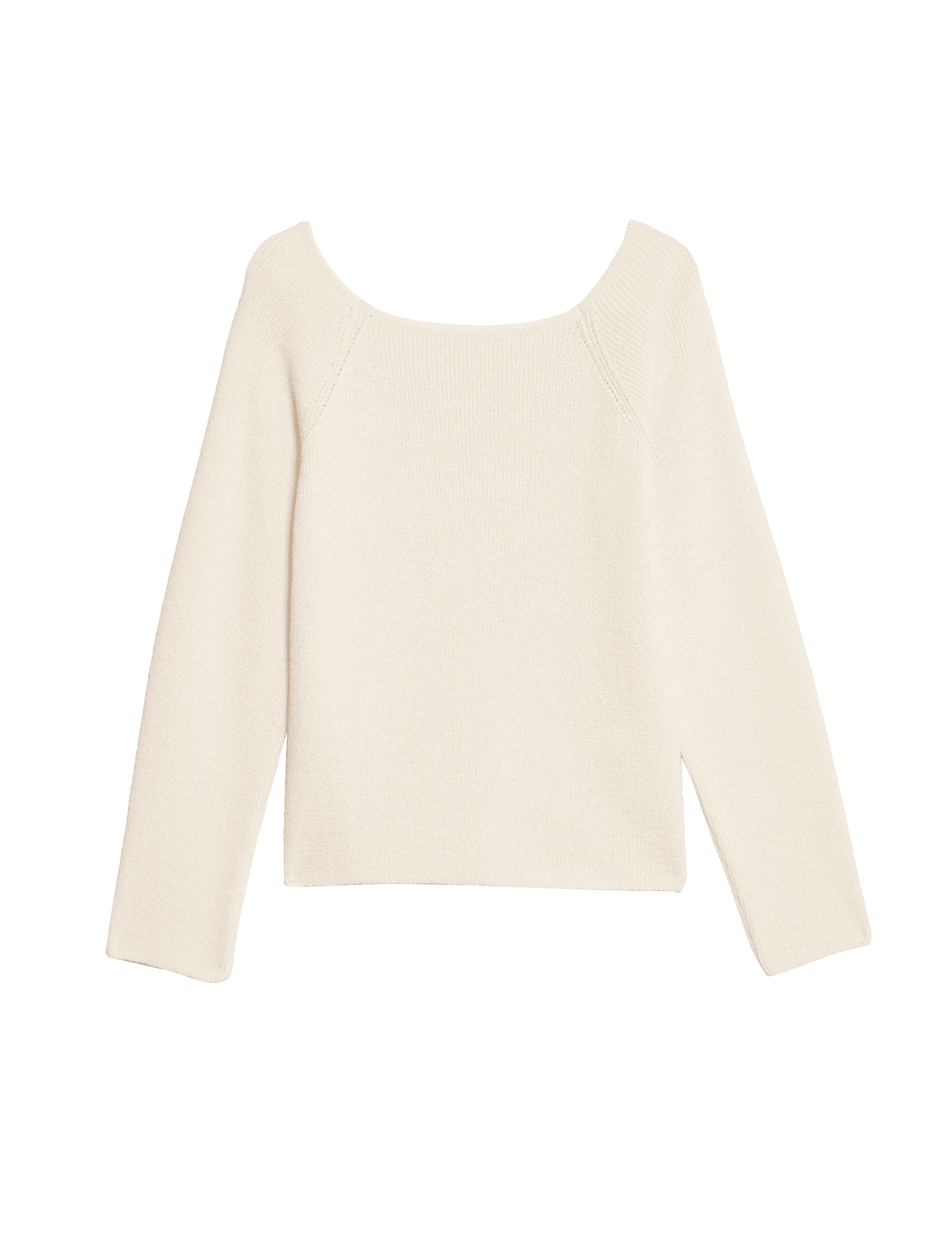 M&S Collection Women's Cotton-Rich Textured Bardot Top - S - Ivory, Ivory