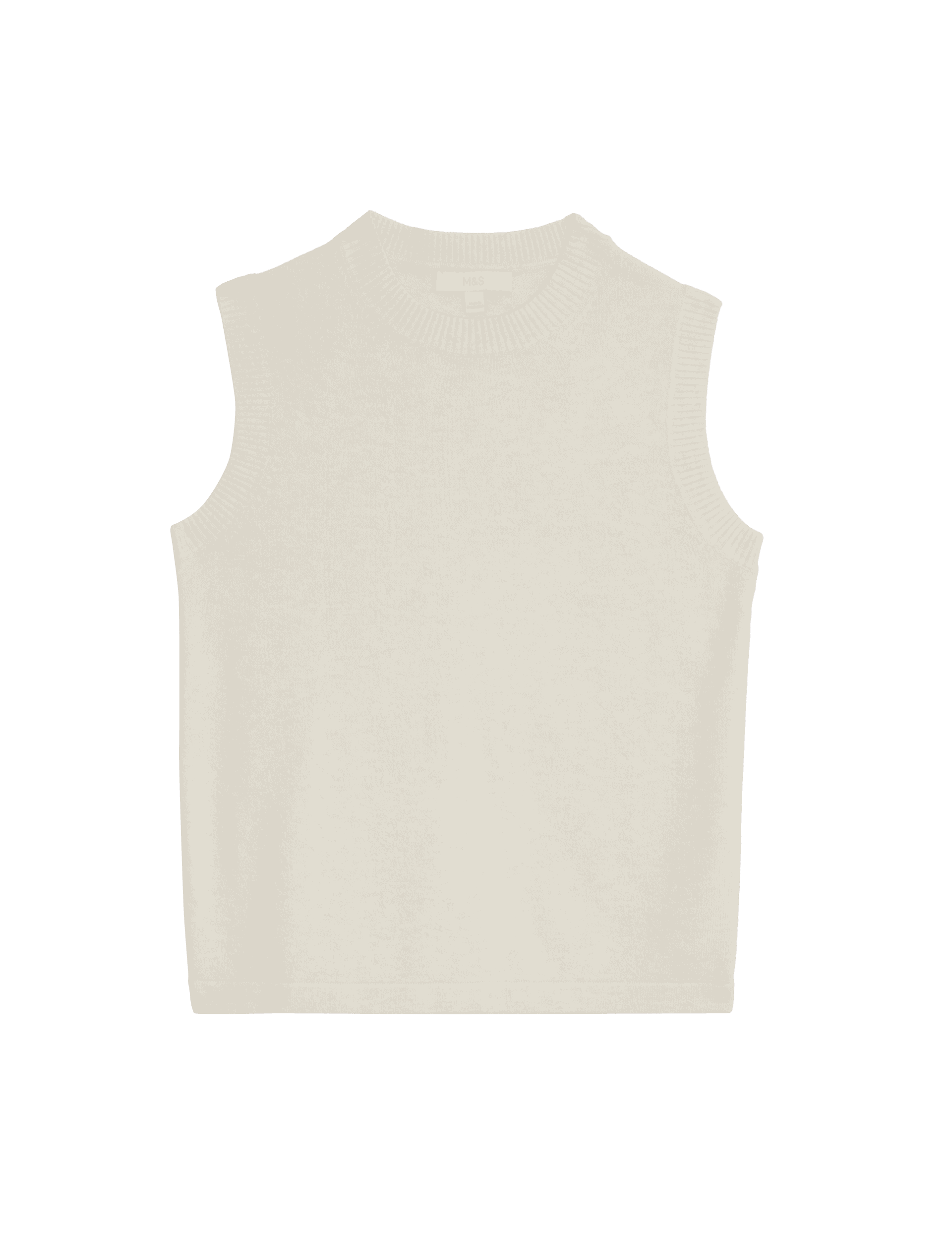 M&S Collection Women's Air-Yarn Crew Neck Knitted Vest - M - Light Natural, Light Natural