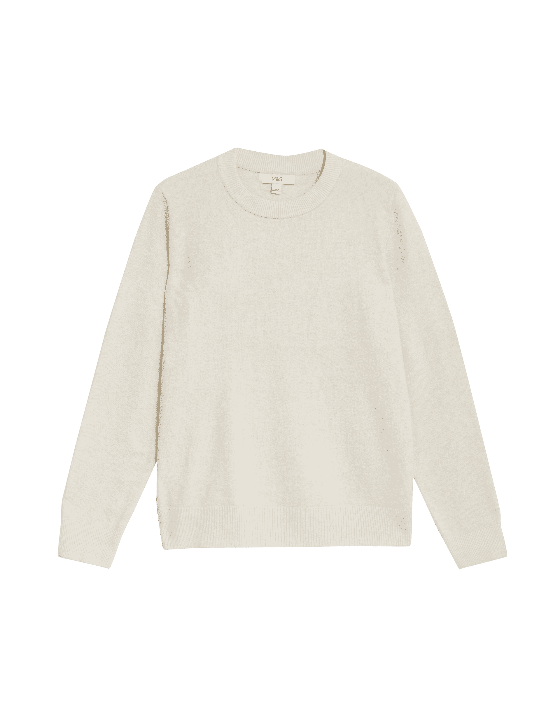 M&S Collection Women's Air-Yarn Crew Neck Jumper - Light Natural, Nutmeg,Light Natural,Fresh Blue,Ap