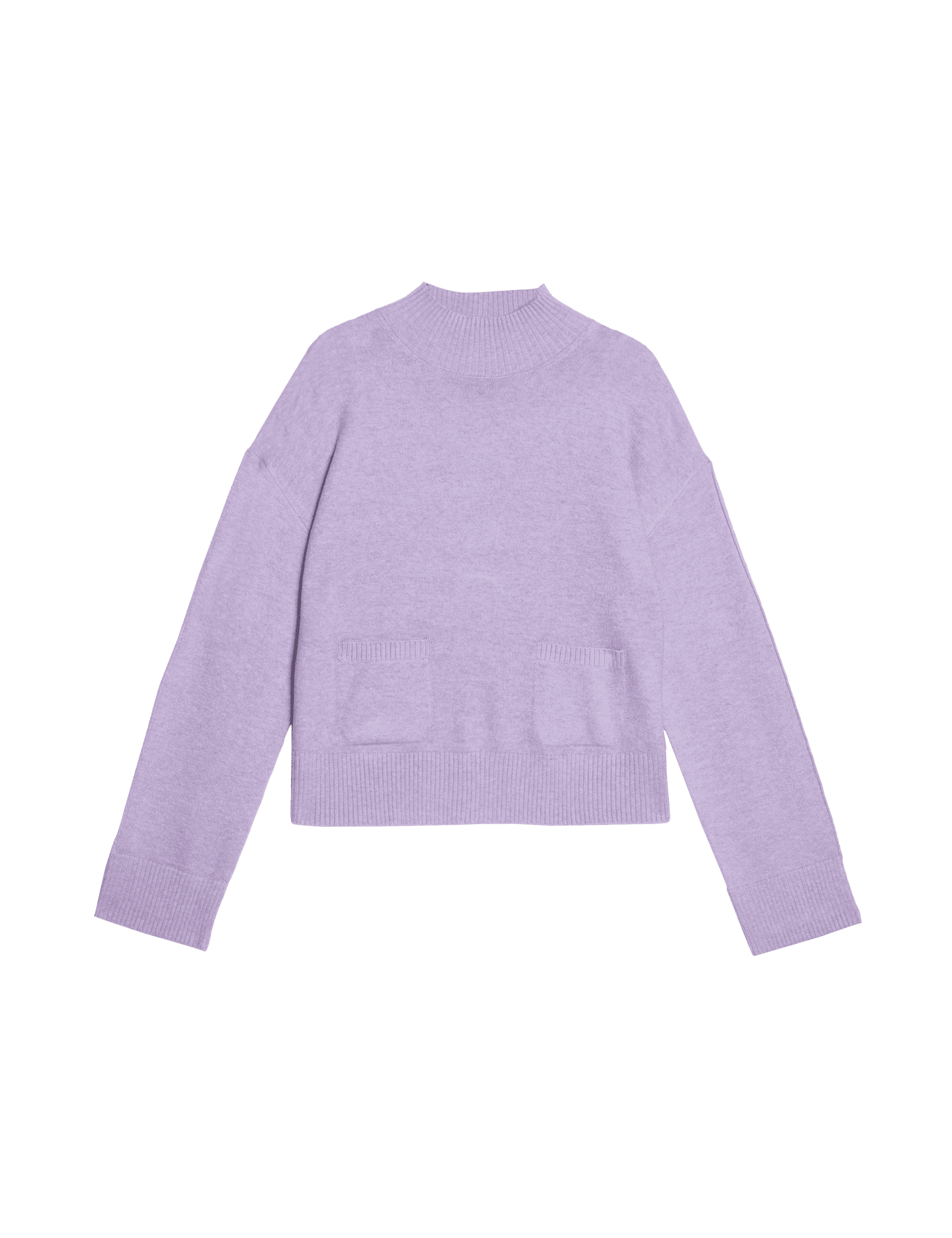 M&S Collection Women's Air-Yarn Textured Funnel Neck Relaxed Jumper - Dusted Lilac, Dusted Lilac,Gra