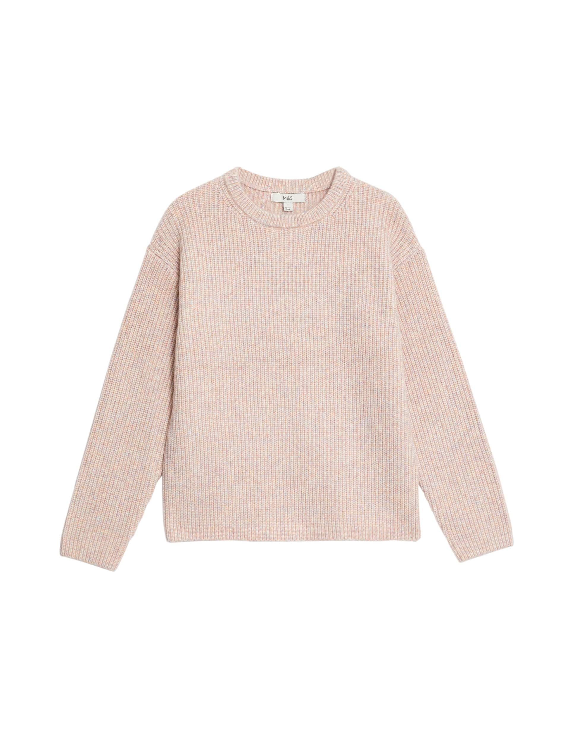 M&S Women's Cloud-Yarn Textured Crew Neck Jumper - Soft Pink, Soft Pink