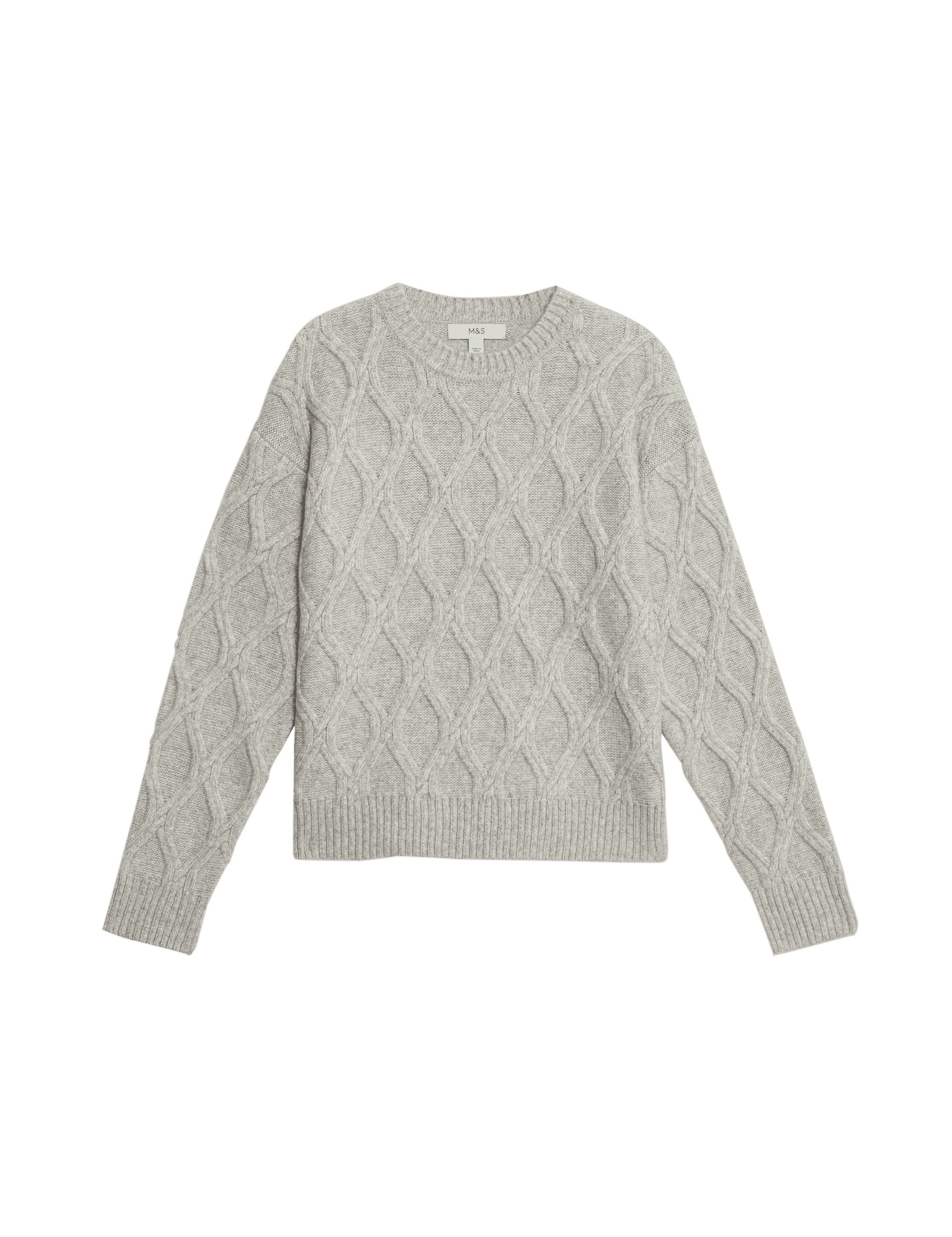 M&S Collection Women's Cloud-Yarn Textured Crew Neck Jumper - Grey, Grey