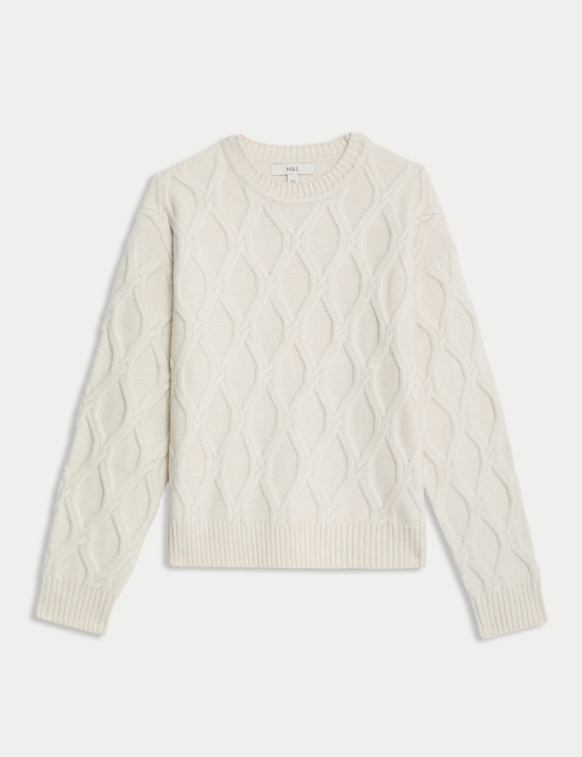 M&S Women's Cloud-Yarn Textured Crew Neck Jumper - Light Natural, Light Natural,Fresh Blue