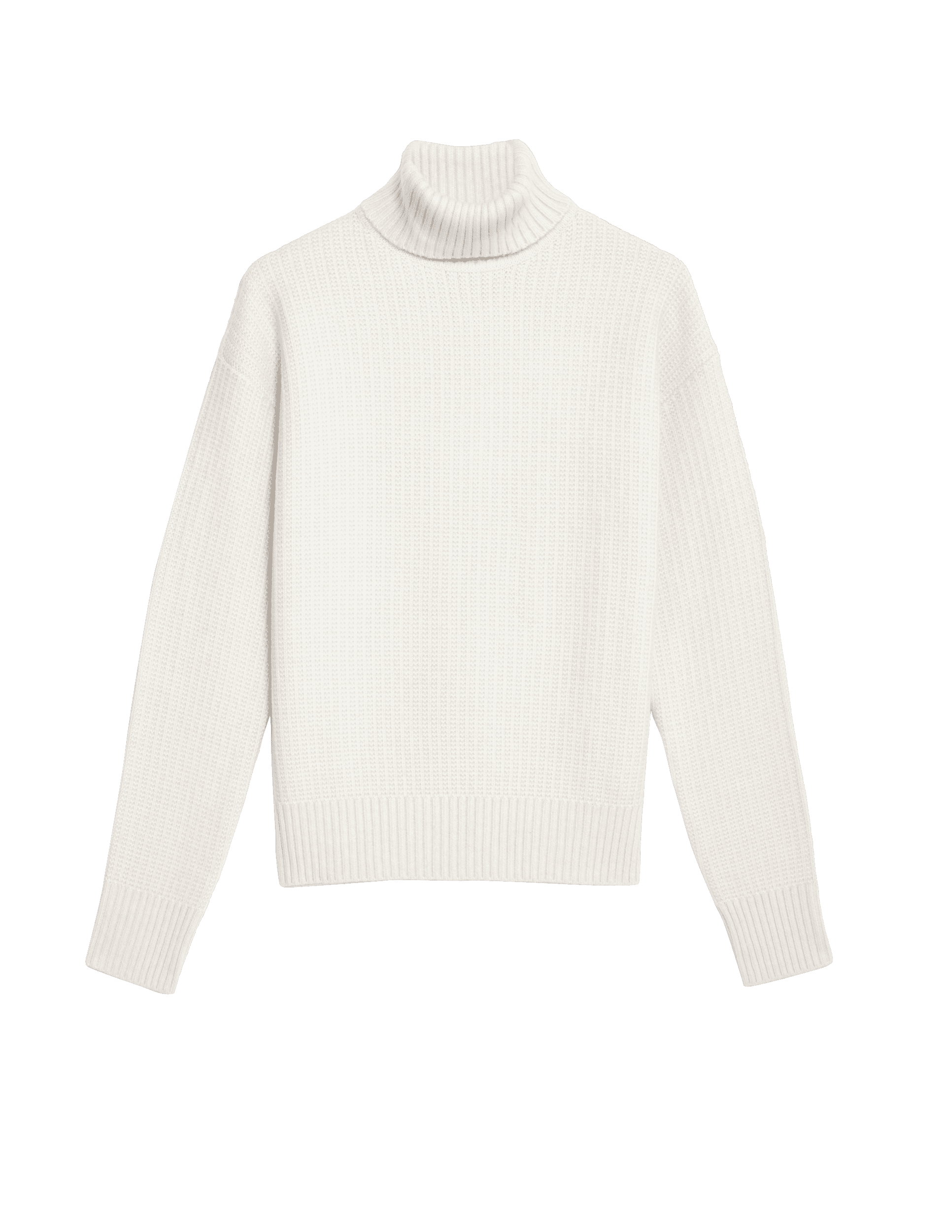 M&S Collection Women's Cloud Yarn Textured Roll Neck Jumper - Light Natural, Light Green,Cappuccino,