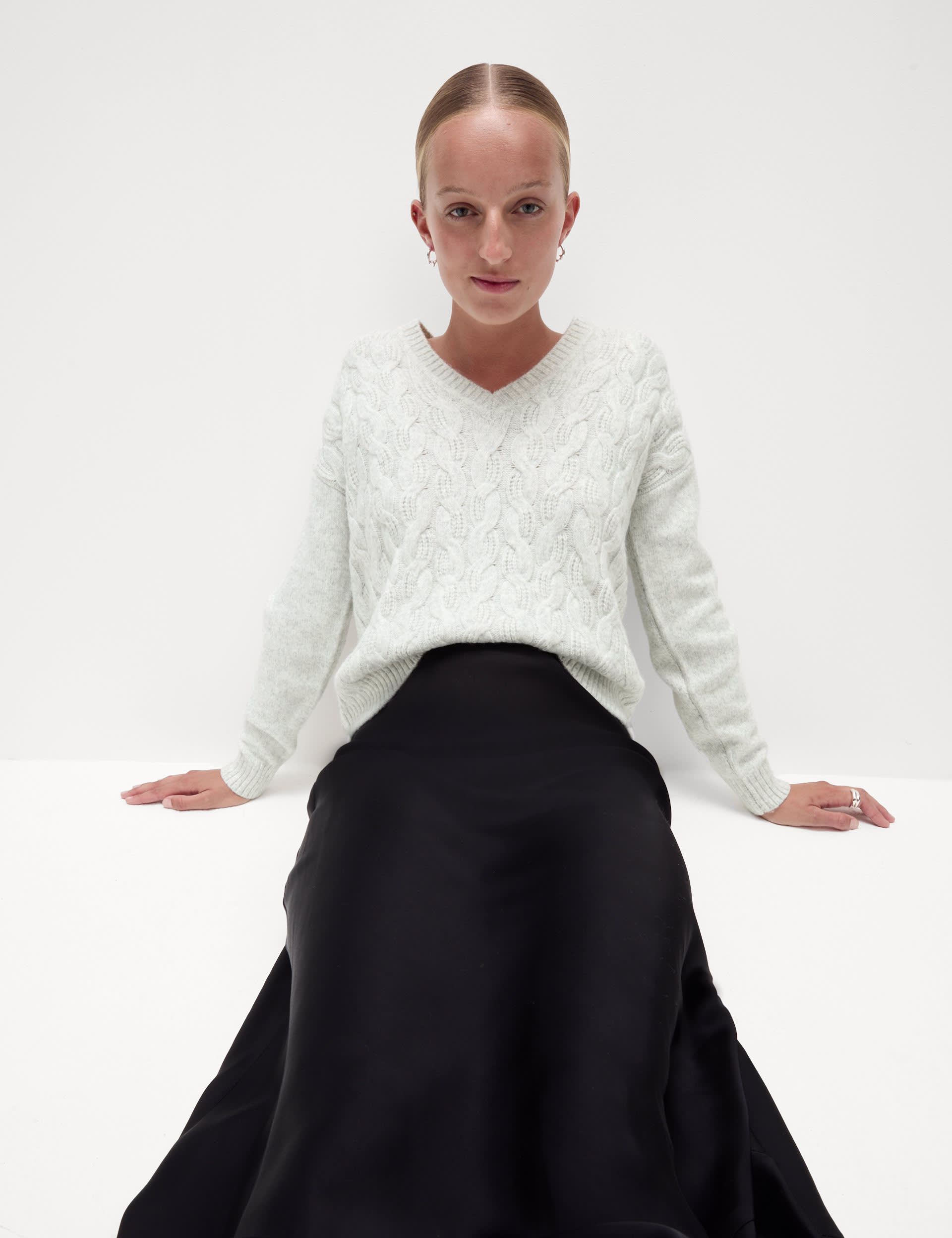 M&S Women's Cloud-yarn Cable Knit V-Neck Jumper