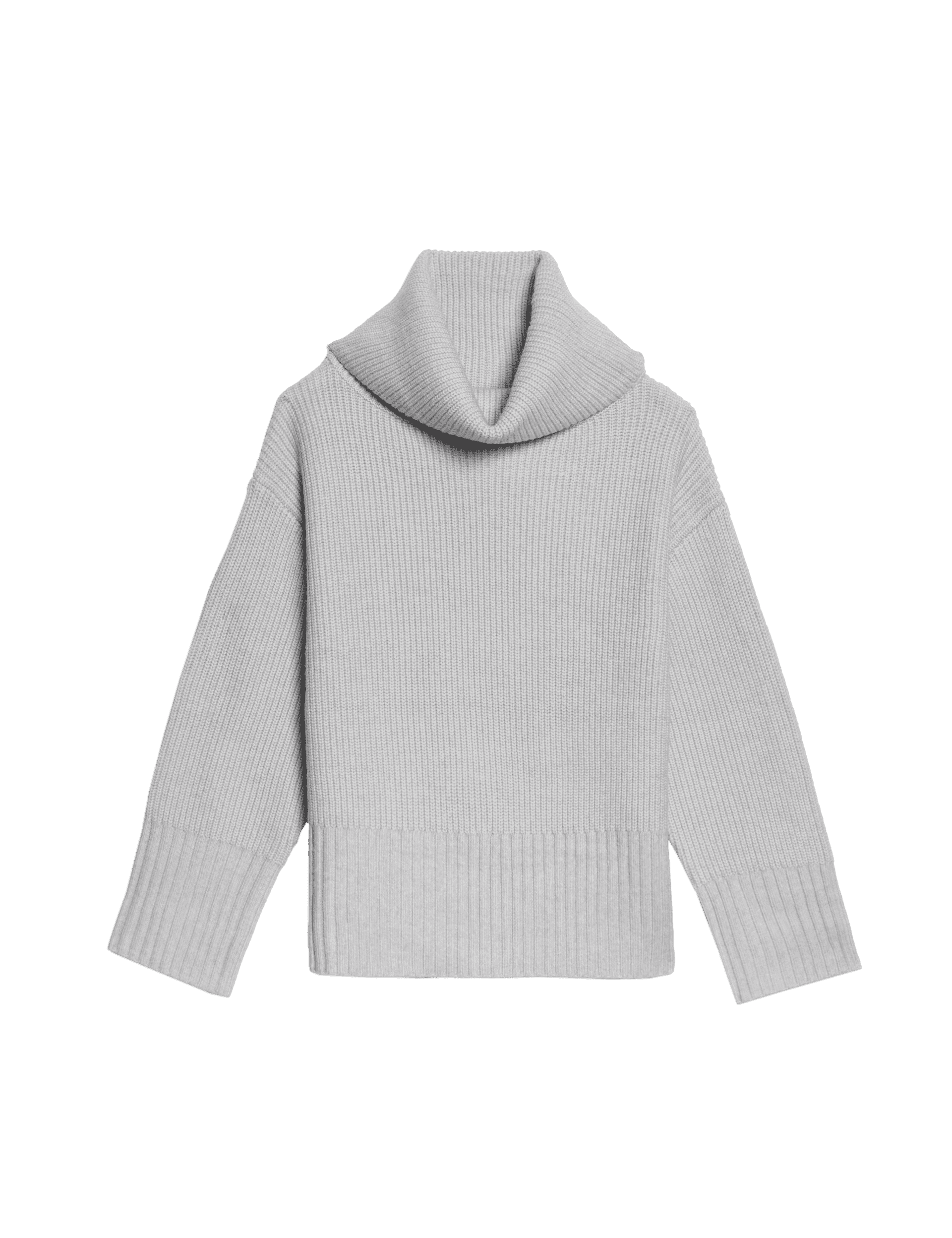 M&S Collection Women's Cloud-Yarn Textured Roll Neck Jumper - Grey, Grey,Dusted Lilac