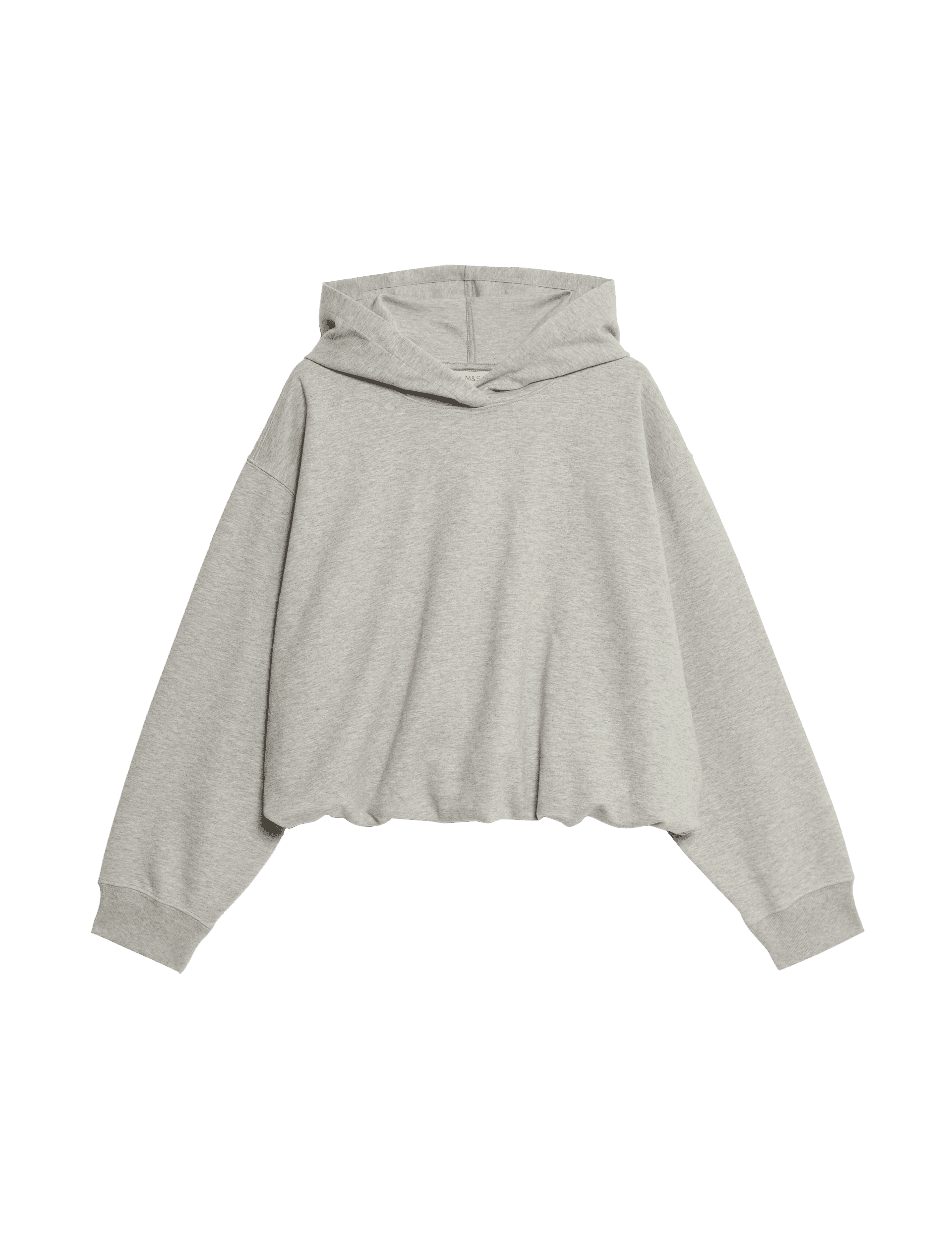 M&S Collection Women's Cotton Rich Bubble Hem Hoodie - Grey, Neutral,Grey