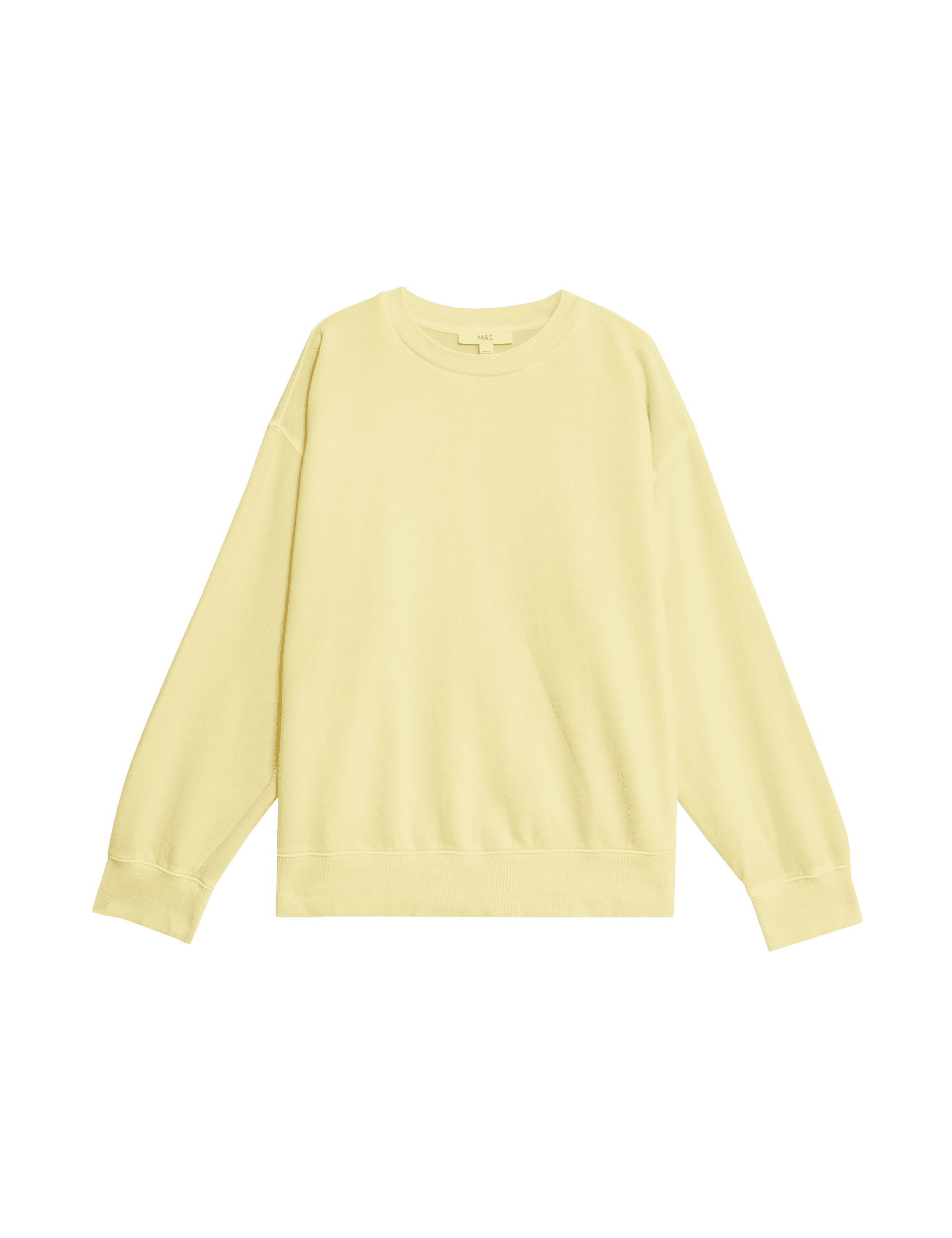 M&S Collection Women's Pure Cotton Crew Neck Relaxed Sweatshirt - M - Lemon, Lemon