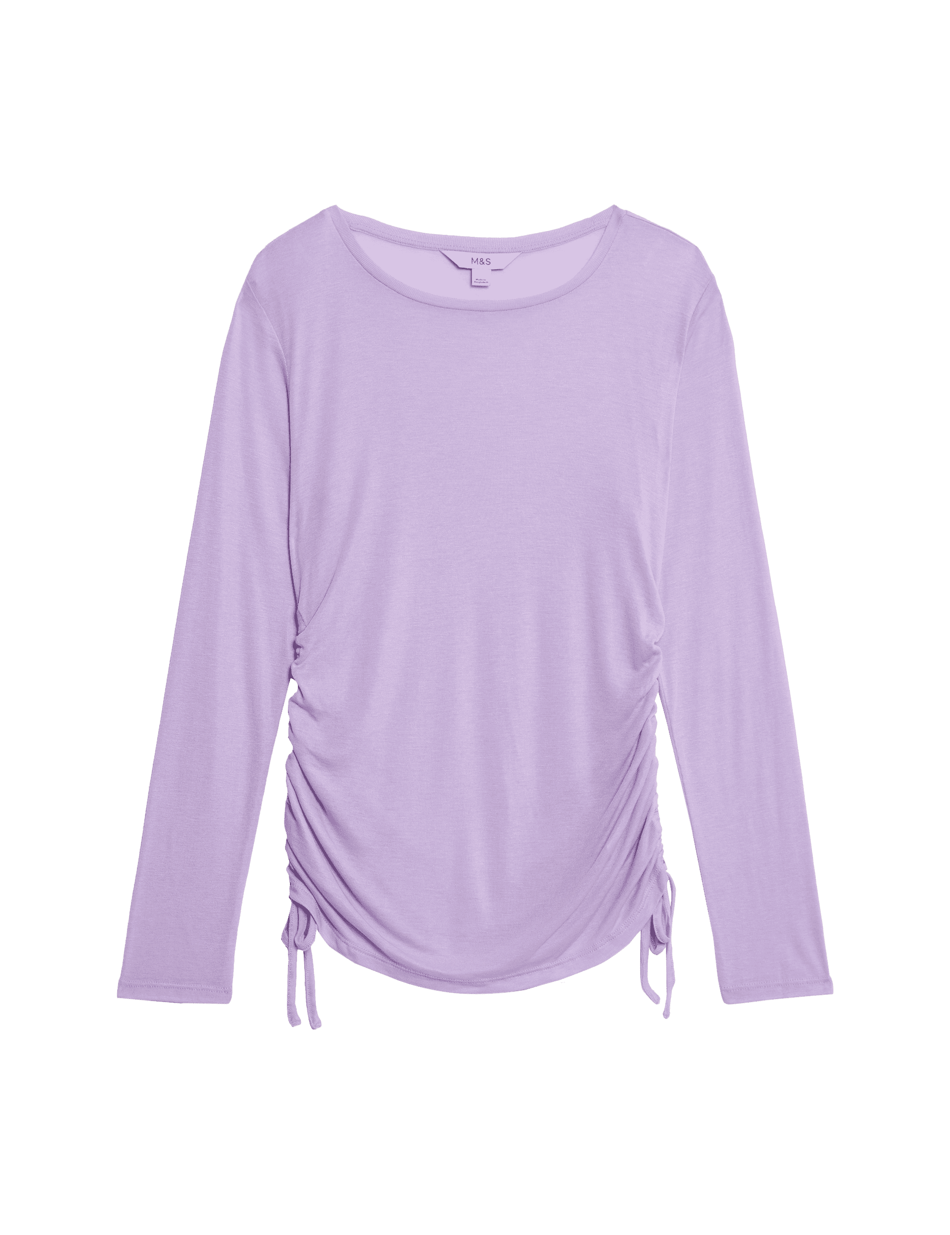 M&S Collection Women's Lyocell Rich Ruched Top with Wool - 12 - Dusted Lilac, Ecru,Fern Green,Dusted