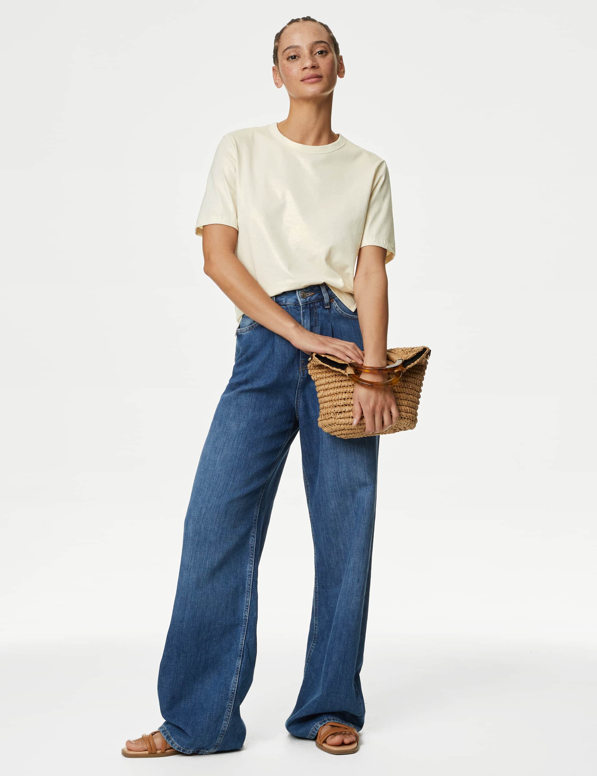M&S Women's Pure Cotton Metallic T-Shirt