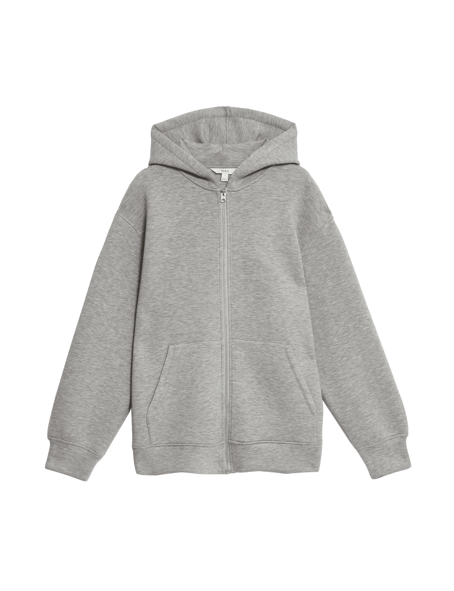 M&S Collection Women's Scuba Zip Up Hoodie - M - Grey Marl, Grey Marl