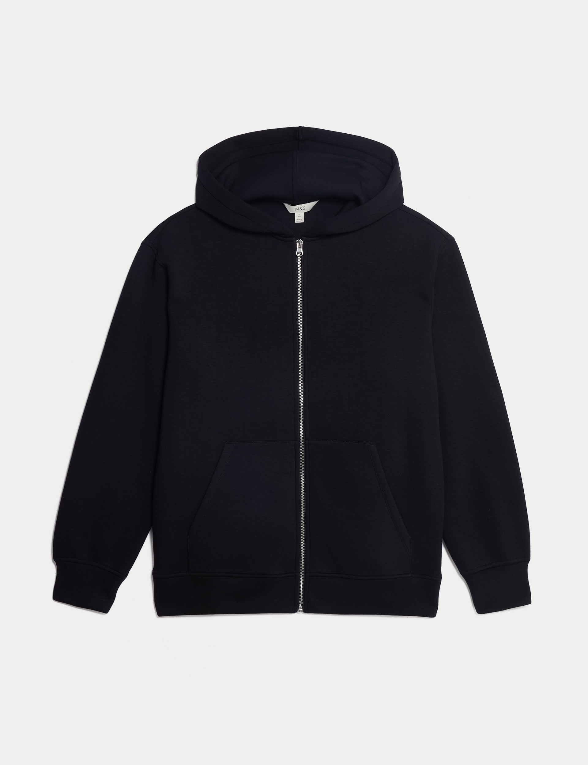 M&S Women's Scuba Zip Up Hoodie - M - Black, Black