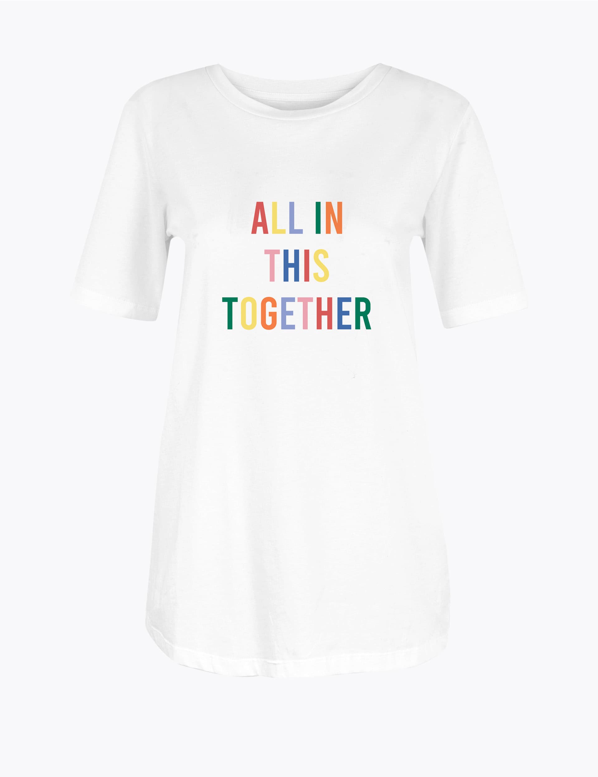 M&S Women's NHS Charities Together Slogan T-Shirt - 16 - White Mix, White Mix