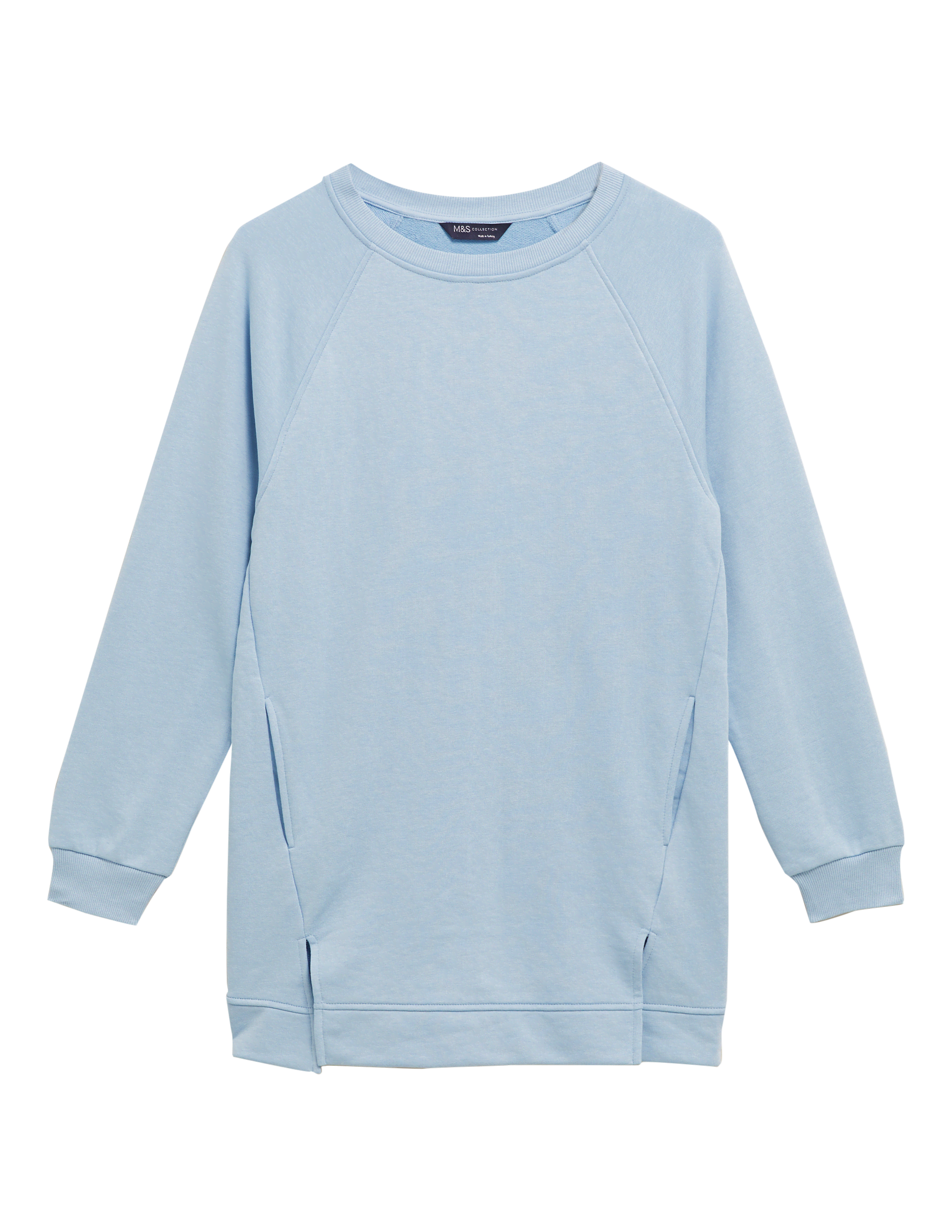 M&S Collection Women's Cotton Rich Longline Sweatshirt - 6 - Powder Blue, Powder Blue