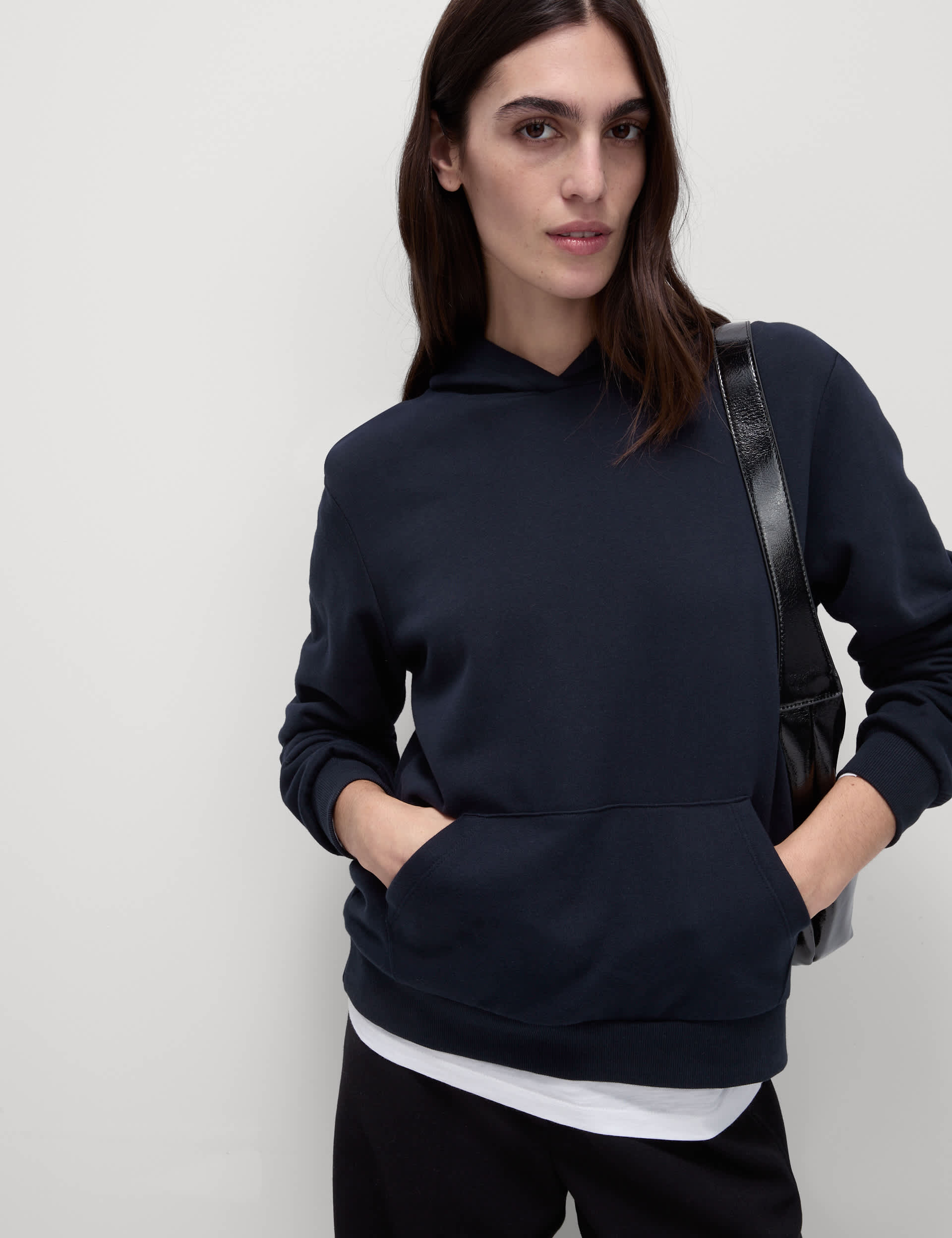 M&S Women's Cotton Rich Hoodie - M - Midnight Navy, Midnight Navy