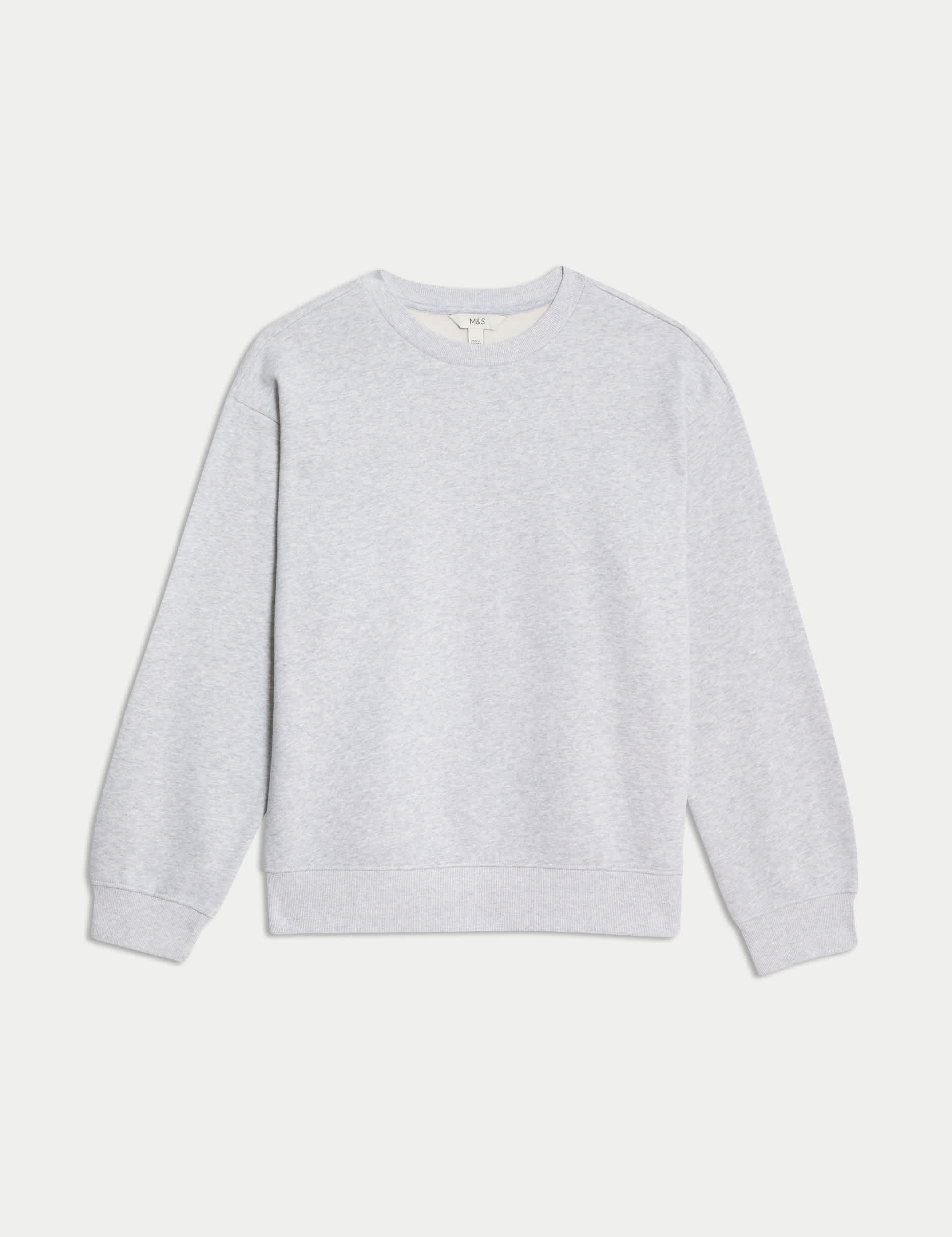 M&S Collection Women's Cotton Rich Sweatshirt - M - Grey Marl, Grey Marl