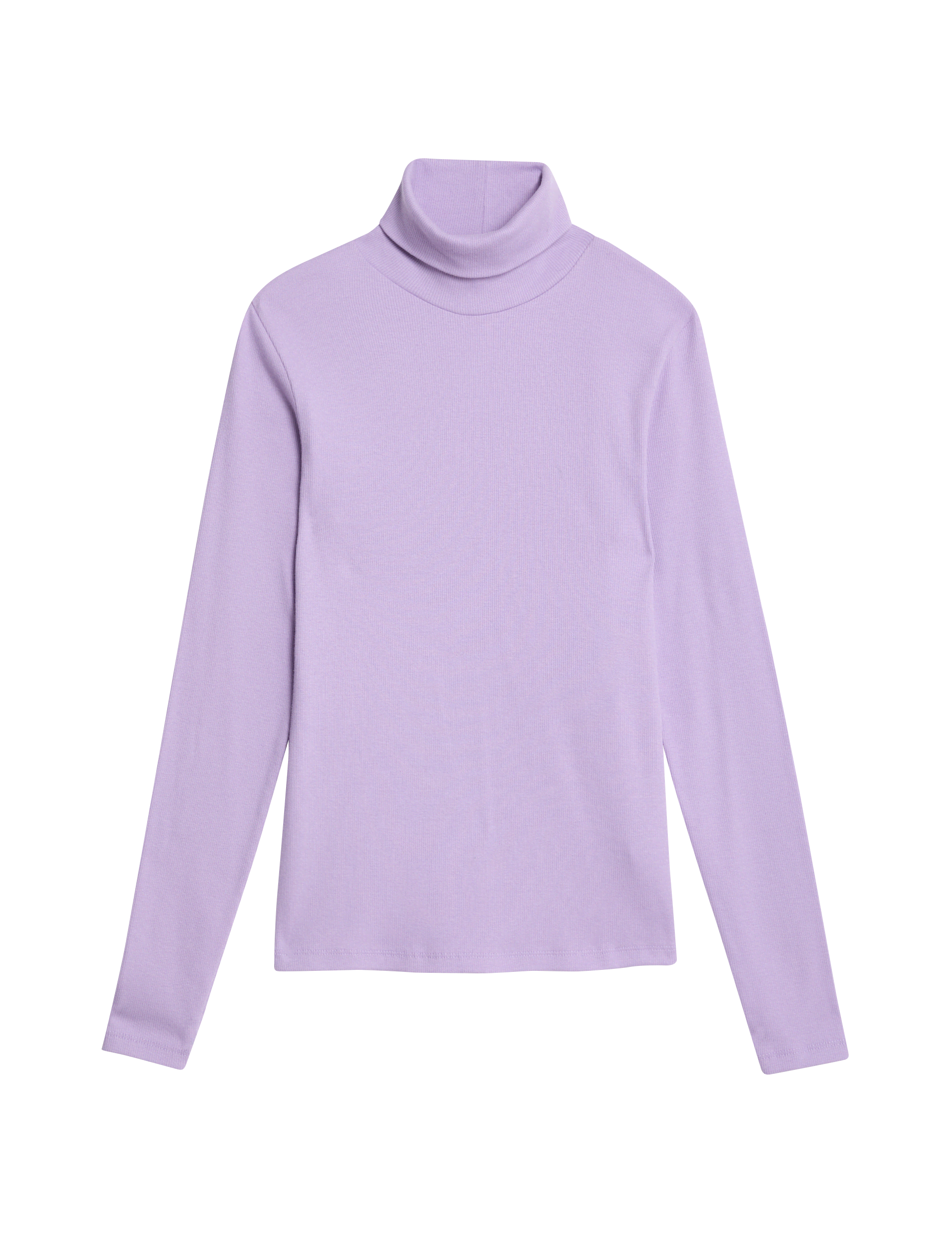 M&S Collection Women's Cotton Rich Ribbed Slim Fit Top - 14 - Dusted Lilac, Grey Marl,Black,Dusted L