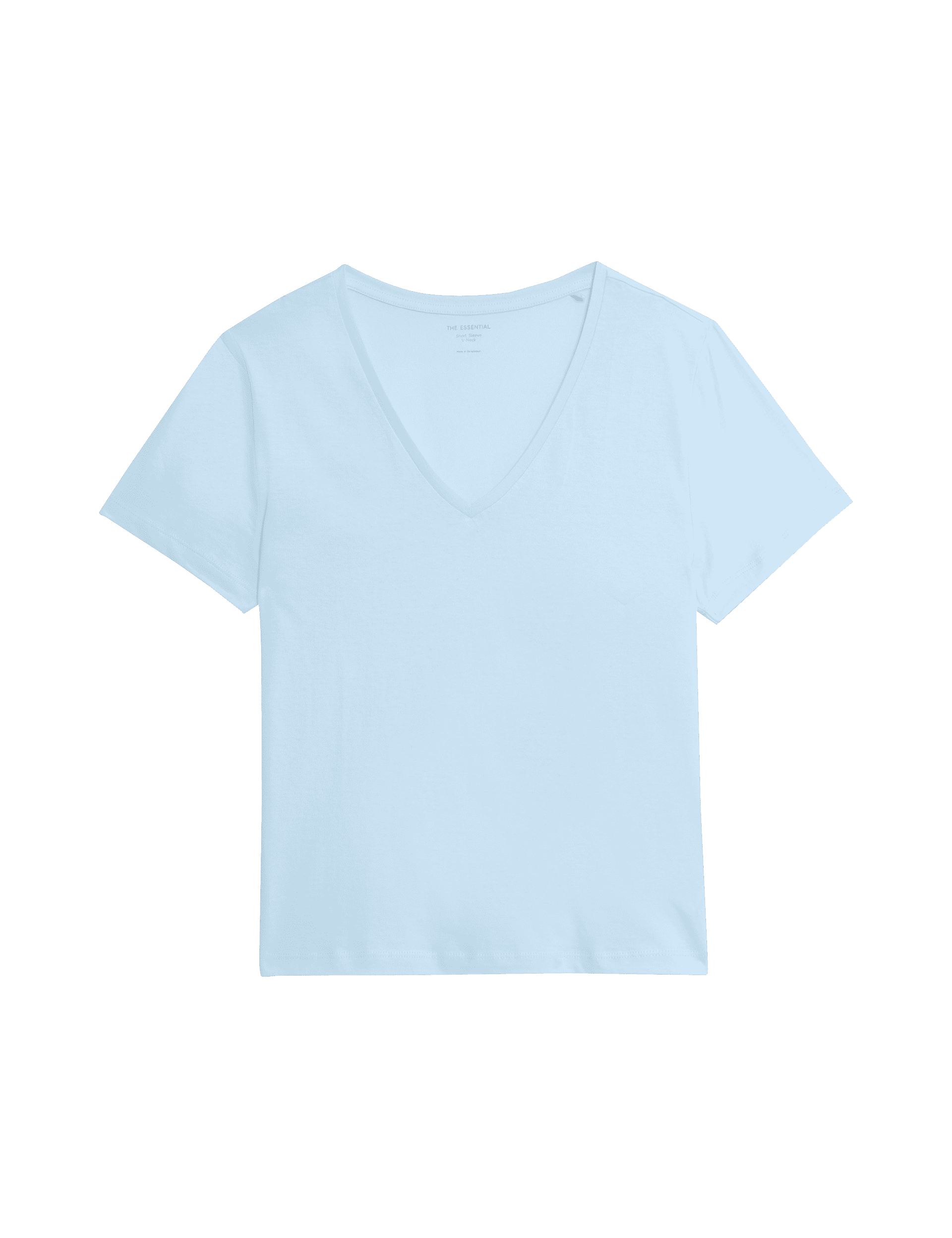 M&S Collection Women's Pure Cotton V-Neck T-Shirt - 14 - Ice Blue, Sage,Soft White,Ice Blue,Black,Po