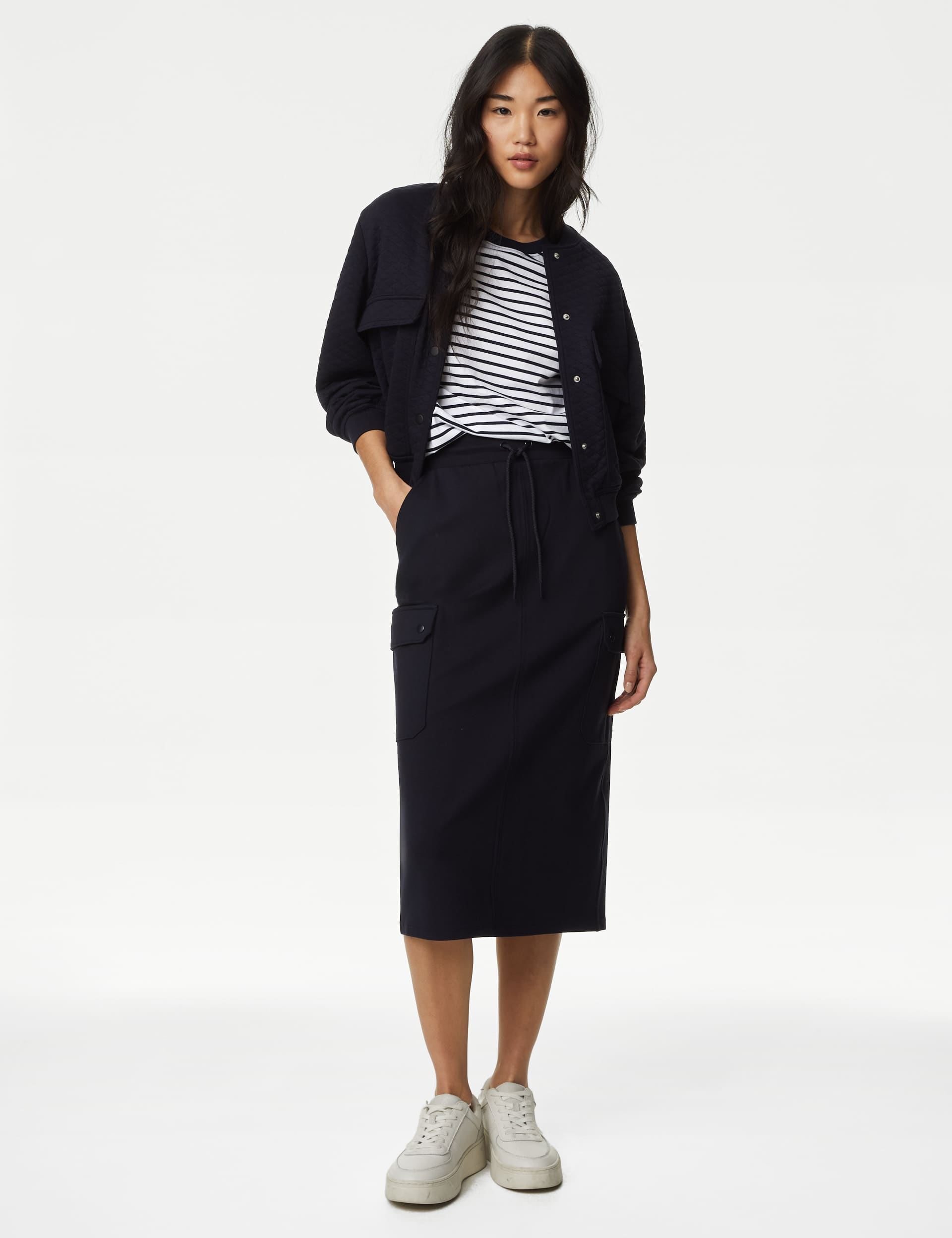 M&S Women's Pure Cotton Striped Everyday Fit T-Shirt