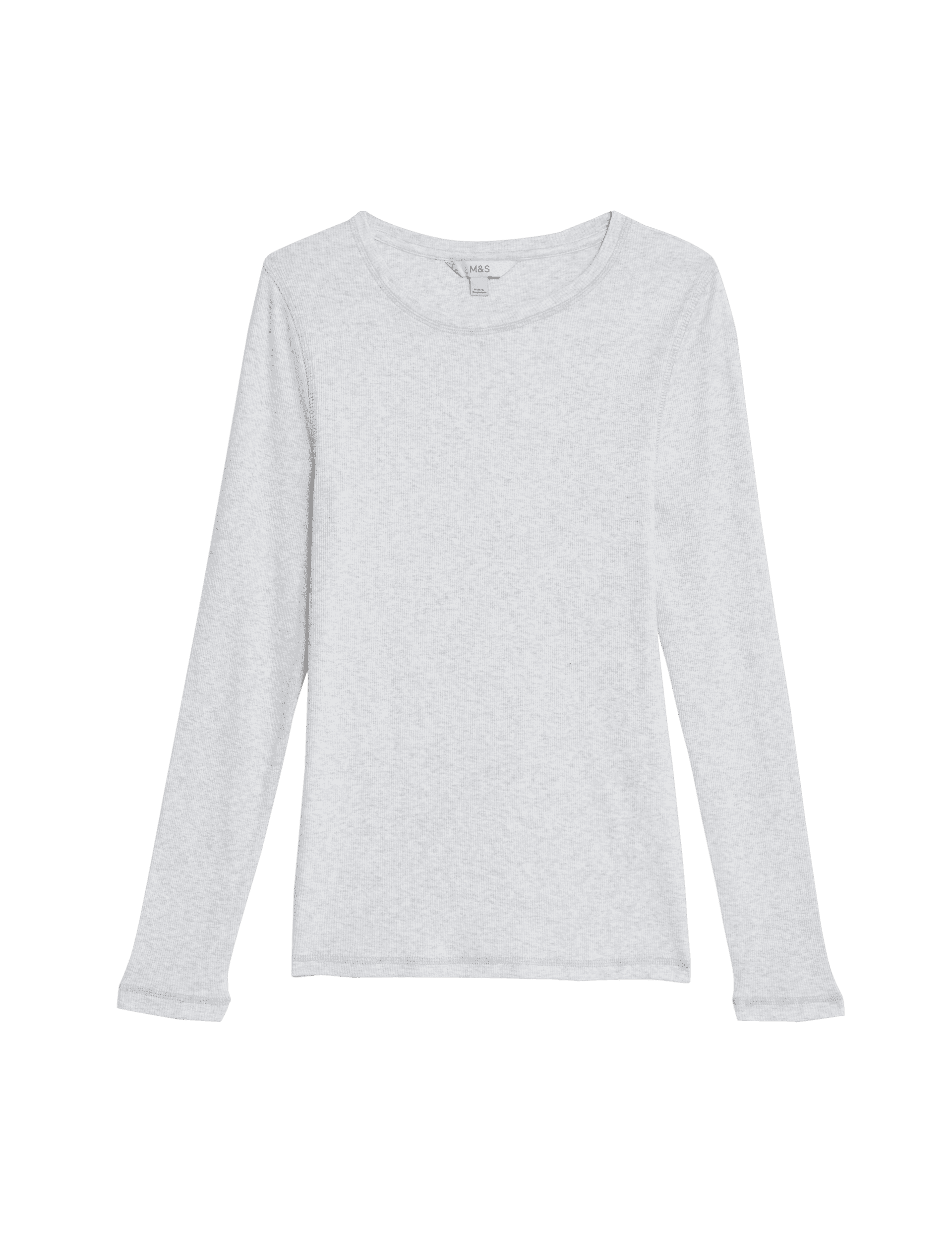 M&S Collection Women's Cotton Rich Ribbed Top - 20 - Grey Marl, Grey Marl