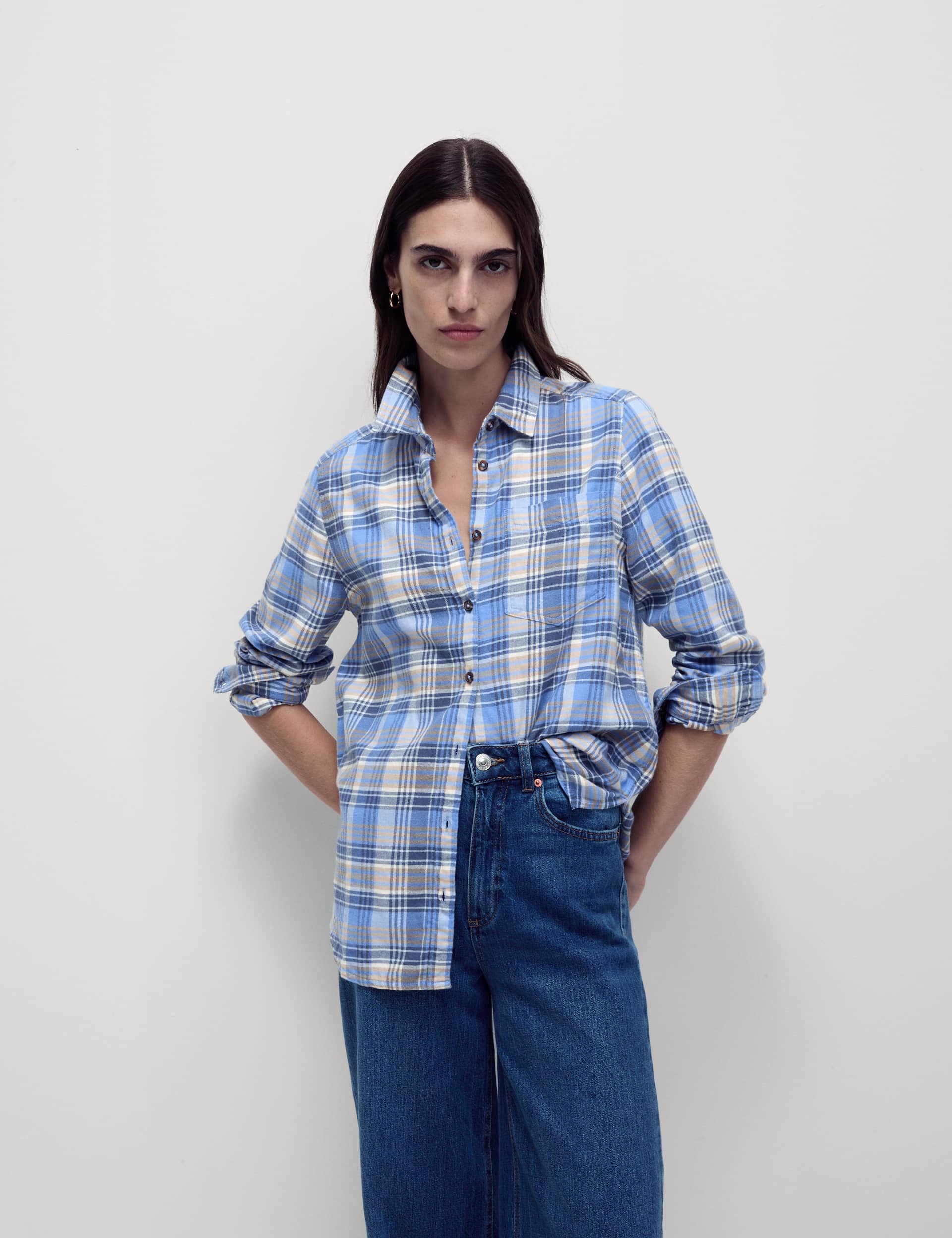 M&S Women's Pure Cotton Checked Shirt